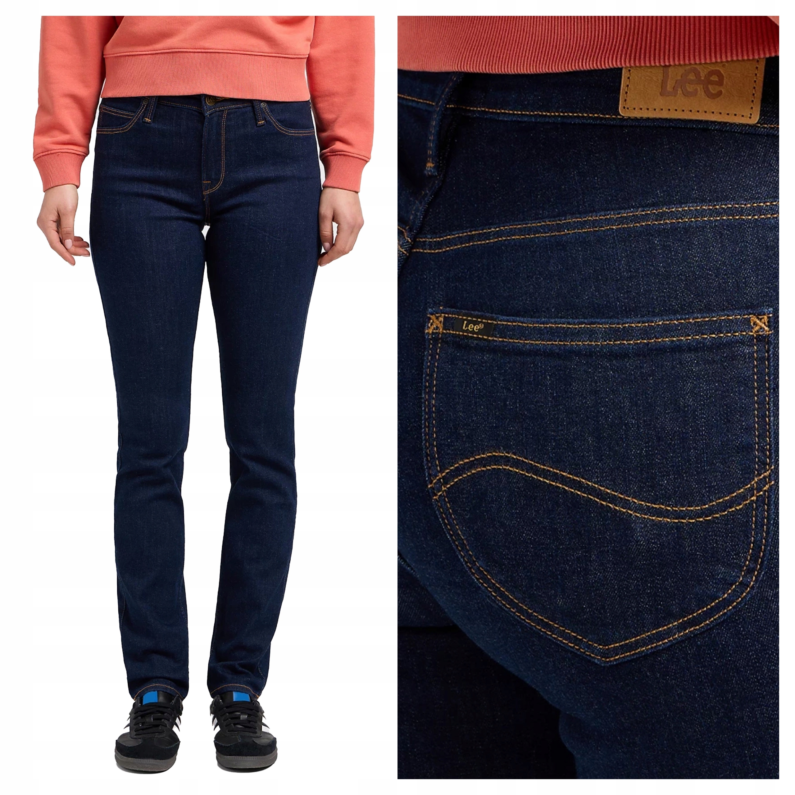 Dámské džínové kalhoty Lee Elly Slim Straight Fit Modré W27 L31