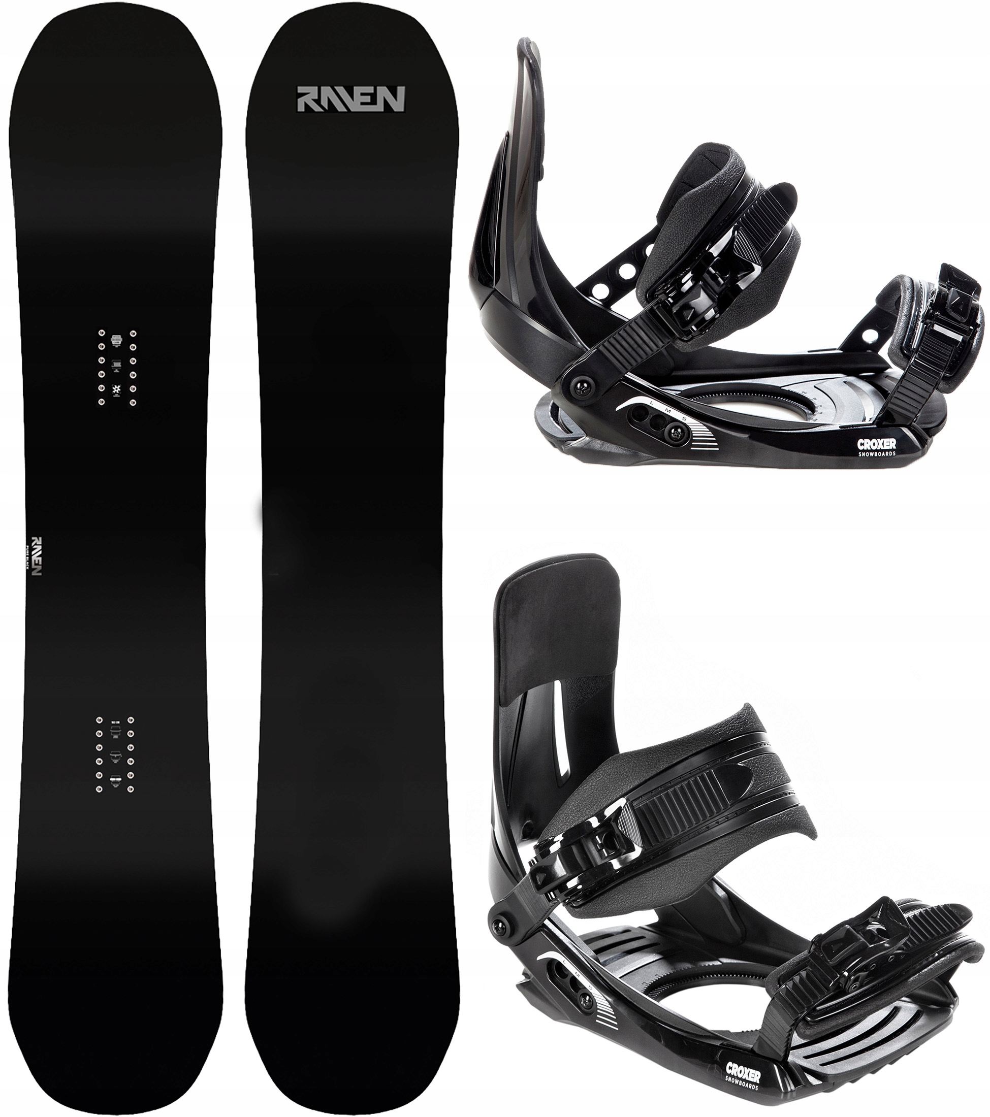 Deska snowboardowa RAVEN Pure Black 163cm Wide +wiązania CROXER MP180 S/M/L