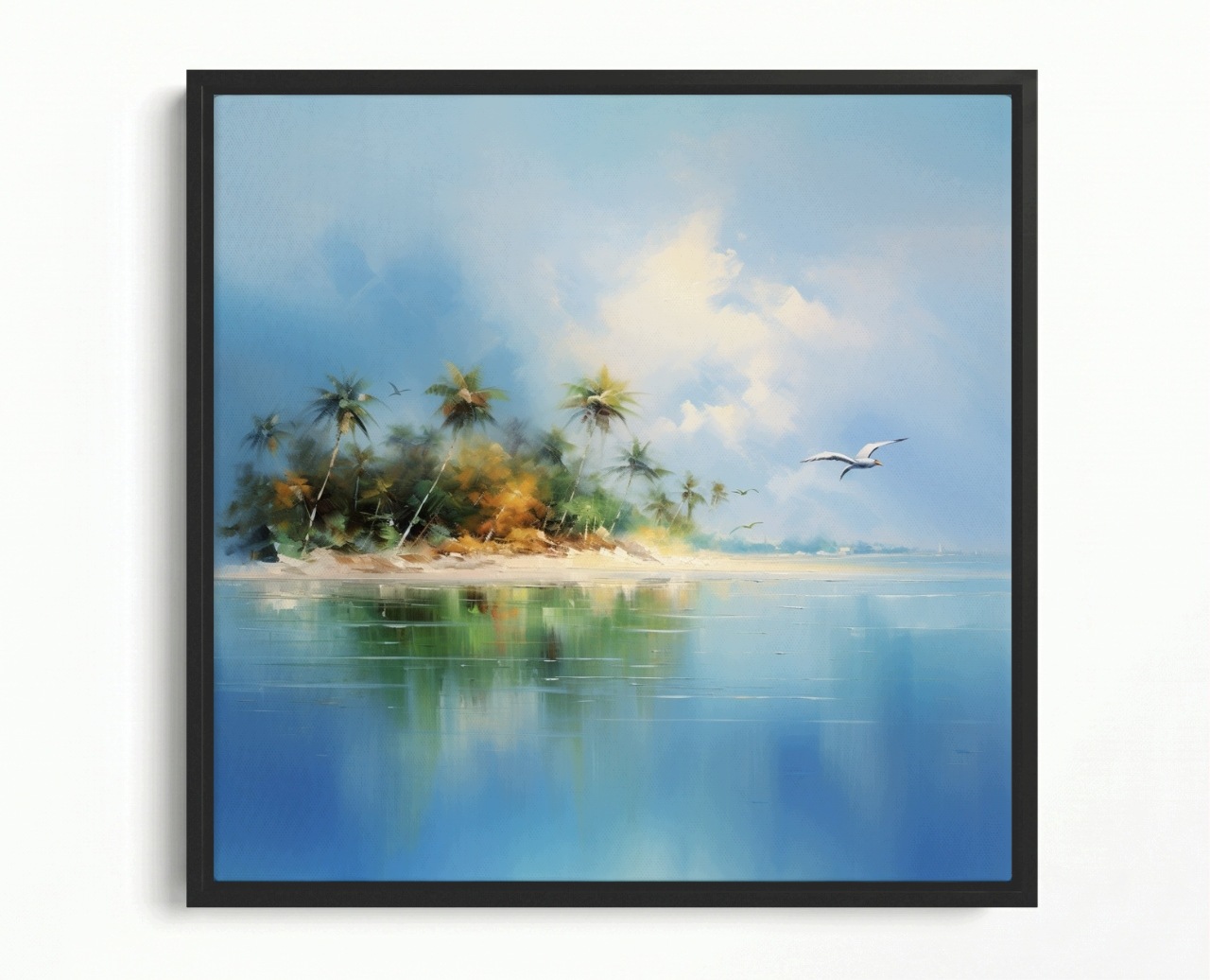 Obraz Rám Americká Krajina Moře Oceán Ostrov Pláž Palmy Mewa 80x80