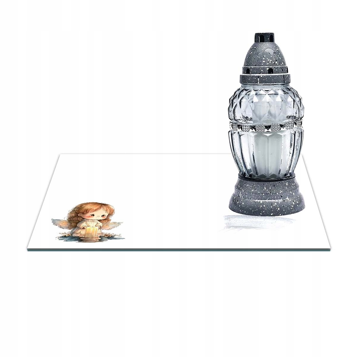 SZKLANA PODSTAWKA POD ZNICZE 25x25cm 554e Aniołek