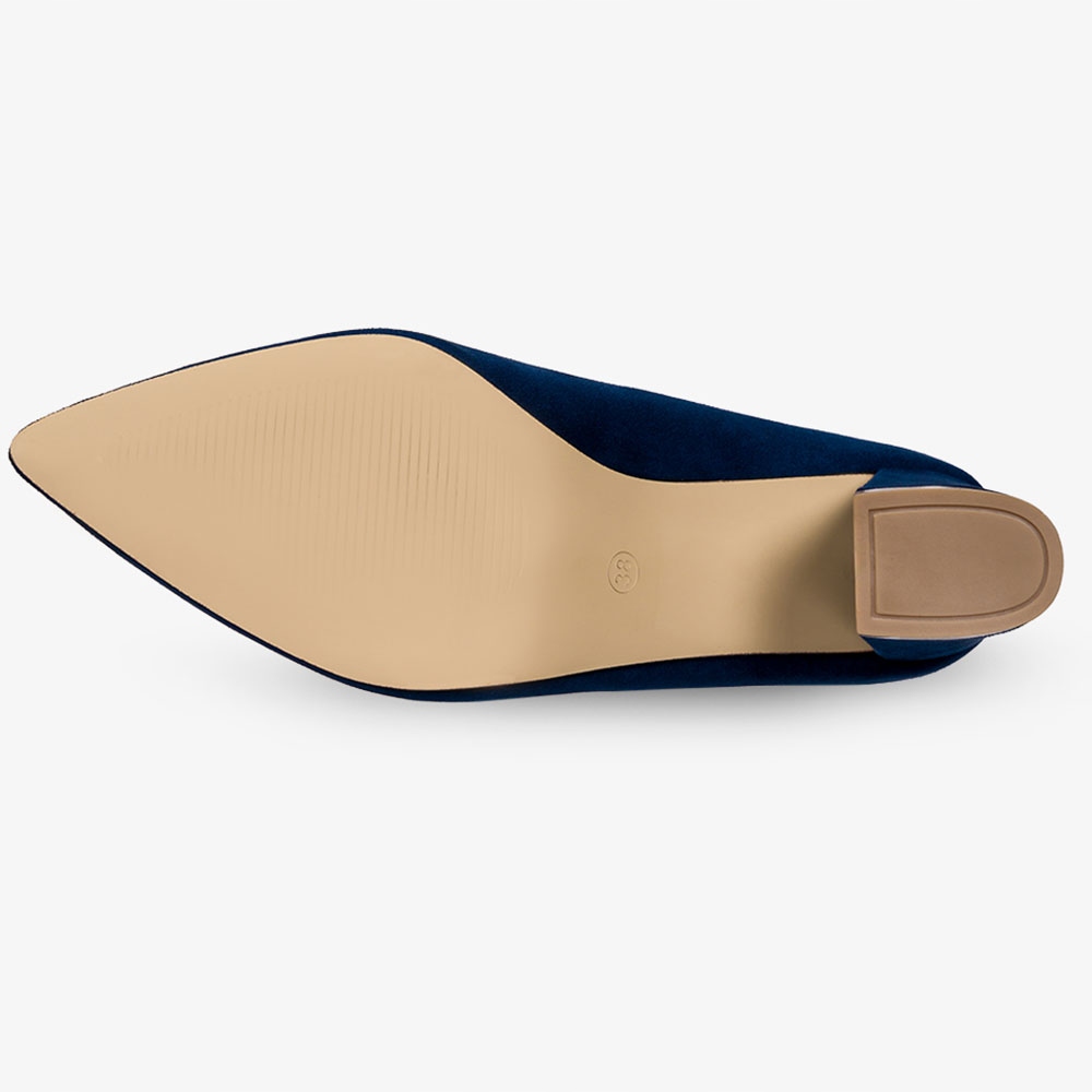 CZÓŁENKA DAMSKIE NA STABILNYM OBCASIE SŁUPKU SZPIC WKŁADKA SKÓRA NEW r 40 Kolor niebieski