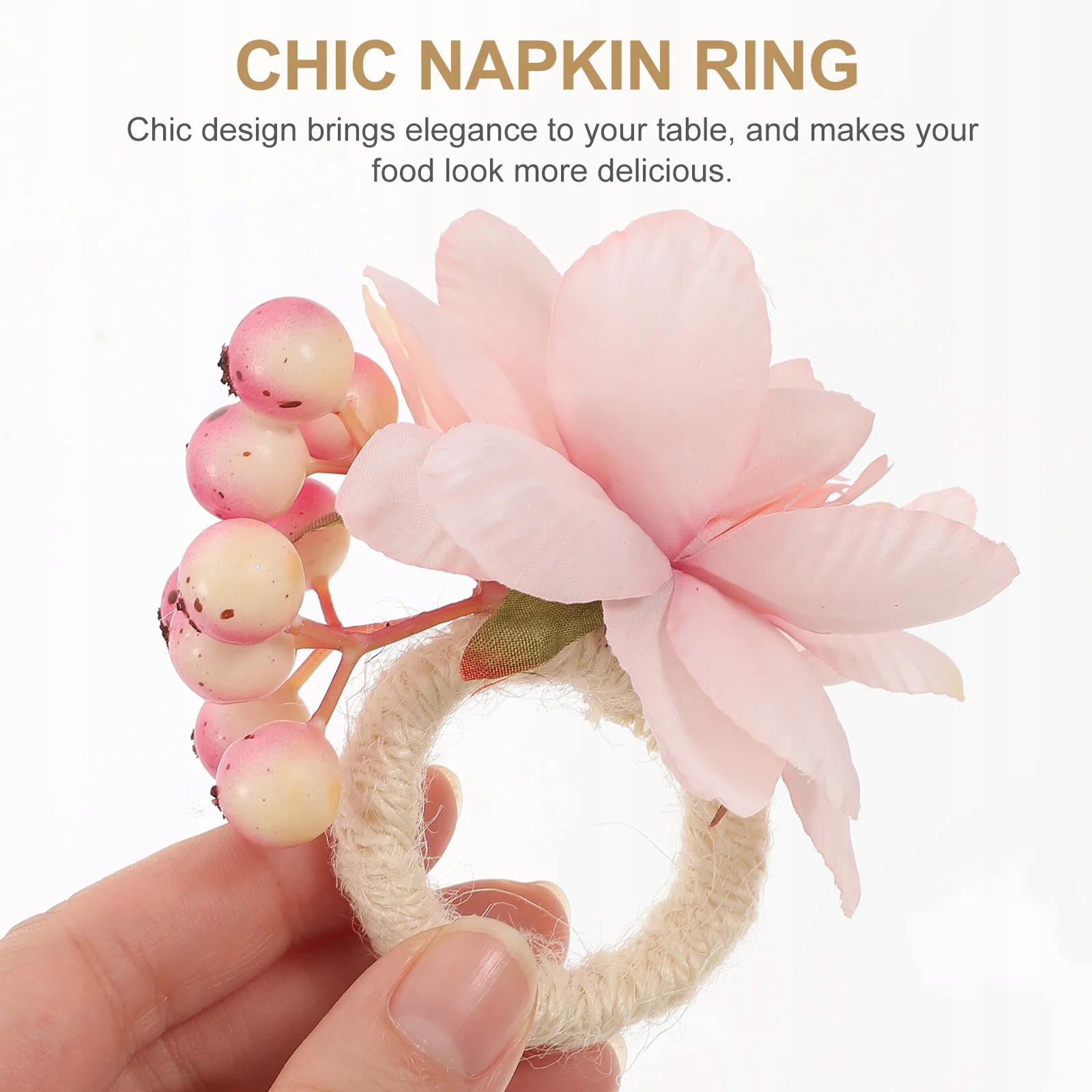 UCHWYT NA SERWETKI PIERŚCIENIE STOŁOWE DEKORACJE KWIATOWE Kolor odcienie szarości i srebra