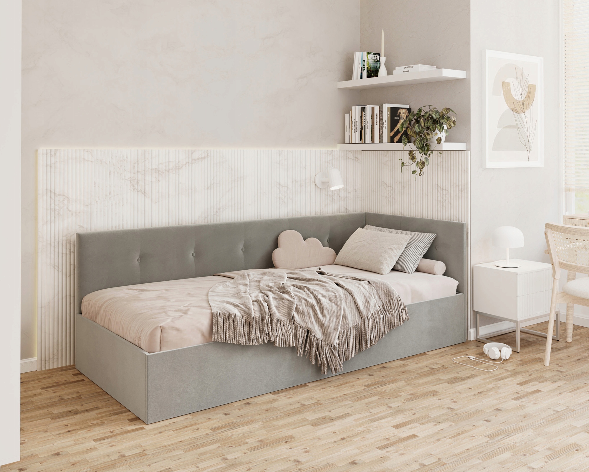 Čalouněná pro mládež s zvedacím roštem Eddy 2 90x200