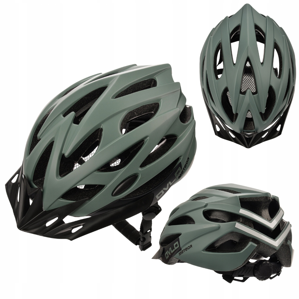 Kask Rowerowy Regulowany Z Daszkiem Odblaskowe Elementy Wentylowany 55-58cm