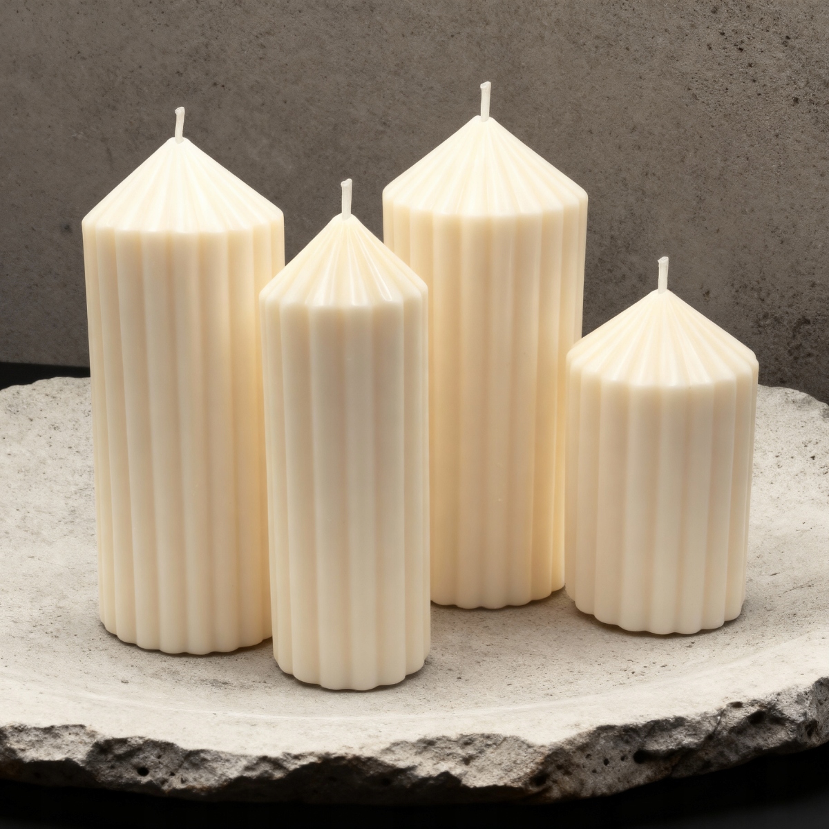 Sada 4 svíček – ozdobná sójová svíčka do obývacího pokoje Pillar Rome Collection