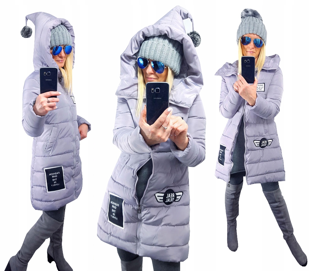 

Pikowany Płaszcz Kurtka Gnommy Kaptur Parka Long S