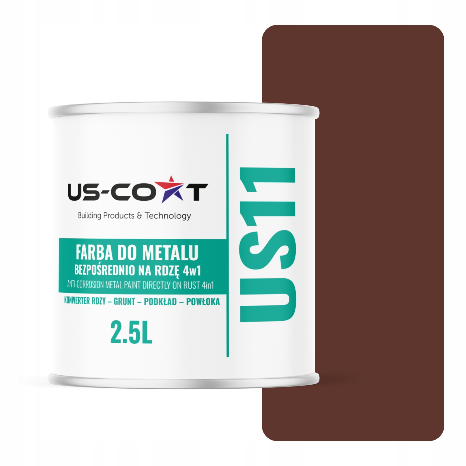 Antikorózna Farba Na Kov Na Hrdzu 4v1 Červená Hnedá 8012 Satén 2,5L
