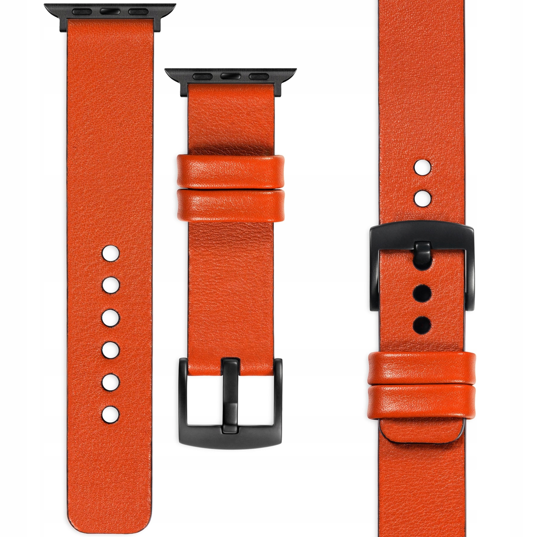 Kožený řemínek pro Apple Watch 49/46-44 mm Oranžový Polský