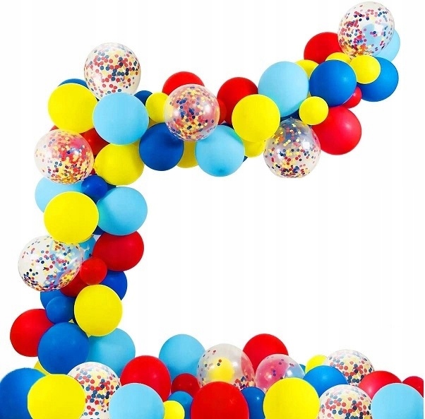 

Balony Niebieskie Czerwone Girlanda z taśmą Łuk