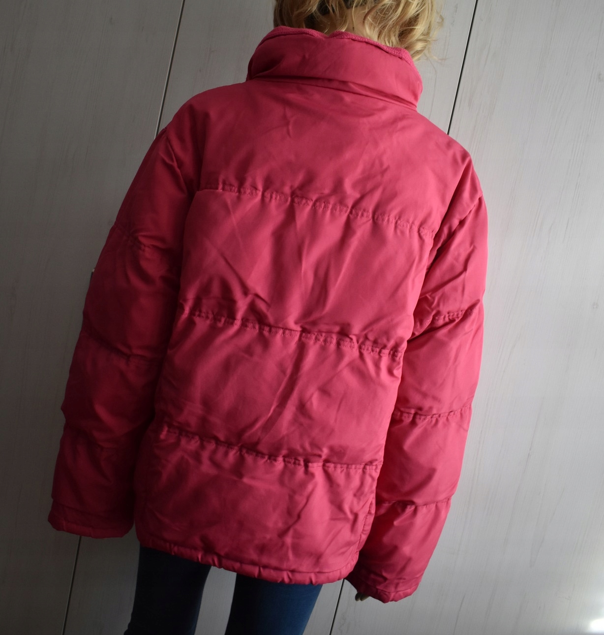 Kurtka zimowa L XL 40 pikowana puchowa ciepła gruba ocieplana zimę różowa Model 02020