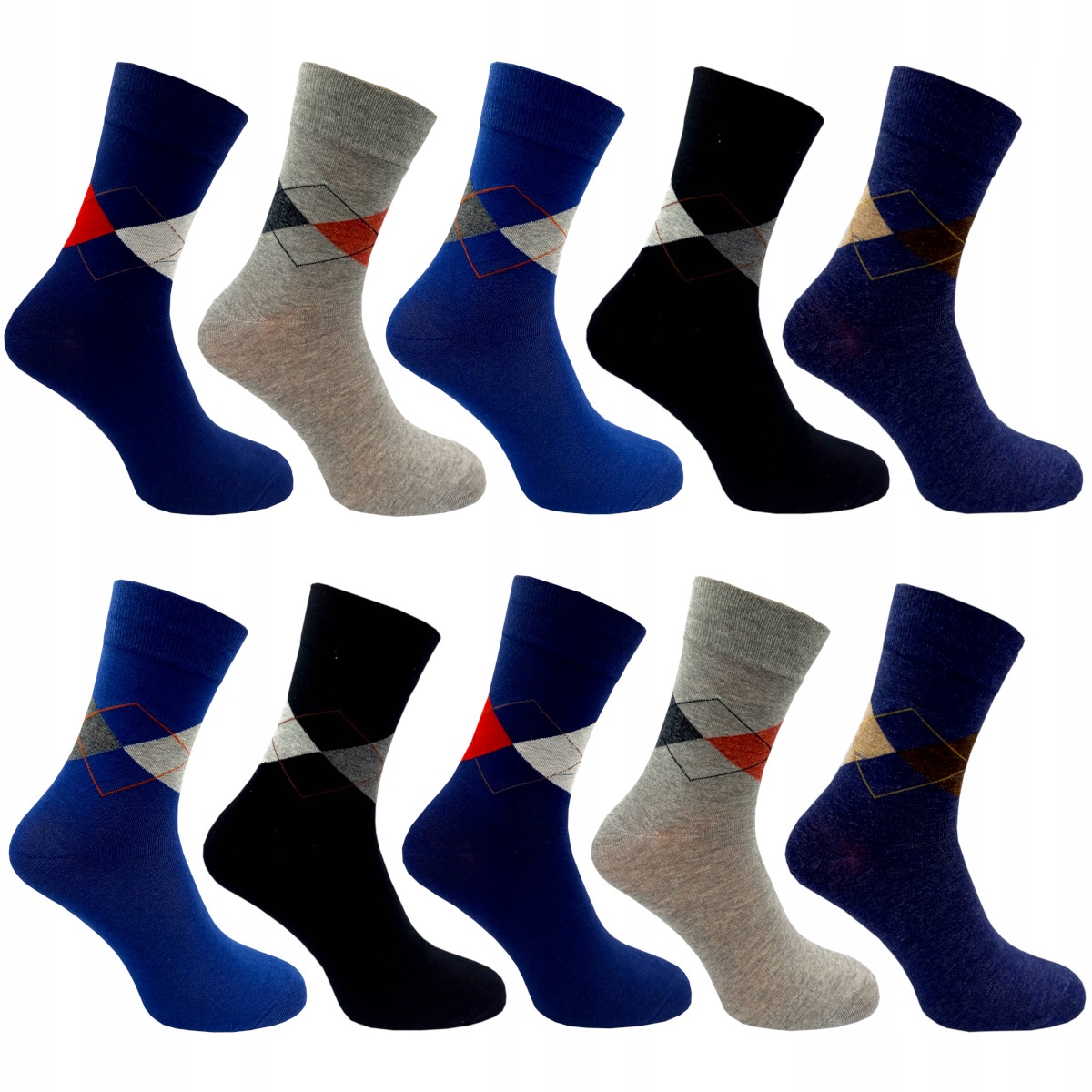 

Skarpety Męskie Bambus Modne Romby Premium 10PAK