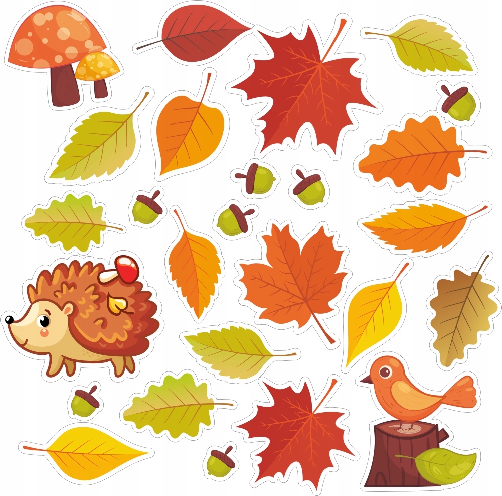 Naklejki na ścianę JESIEŃ LIŚCIE JEŻ 50x75cm LAS3