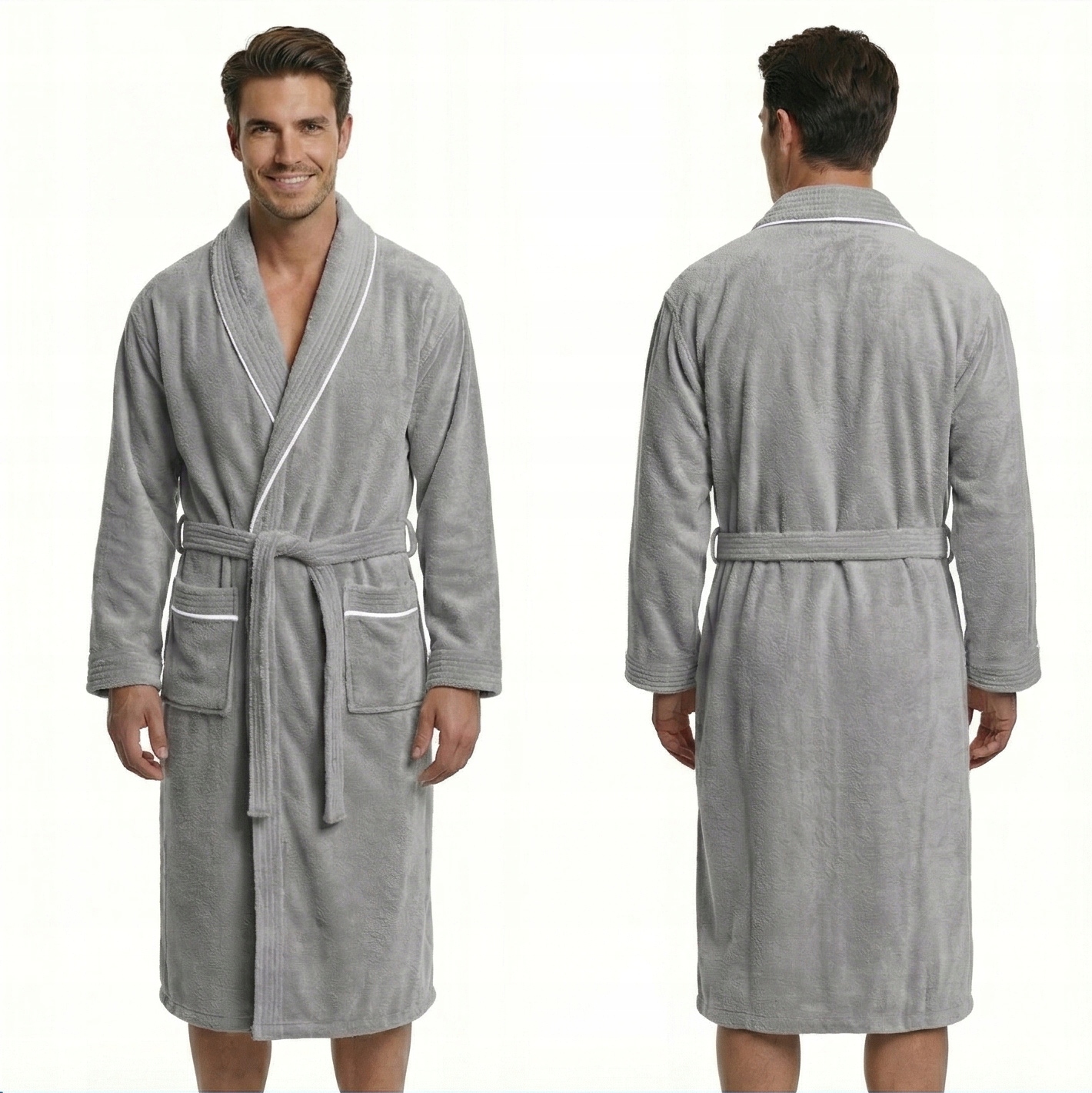 Pánský župan Tlustý 100% Bavlna Froté Lamovka Enzo Spa Stříbrná M