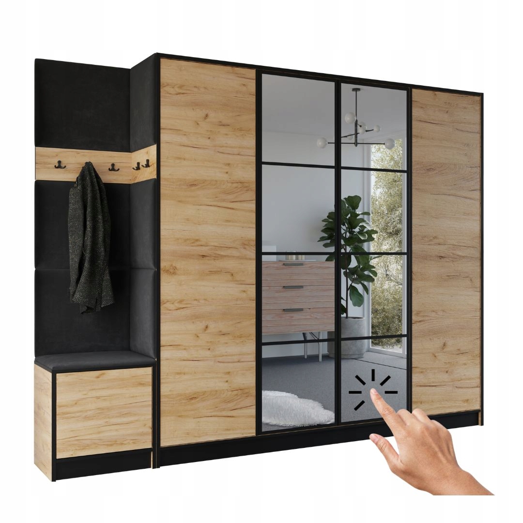 Šatní skříň Costa 15 dub craft zlatý černá tkanina Vzor 1