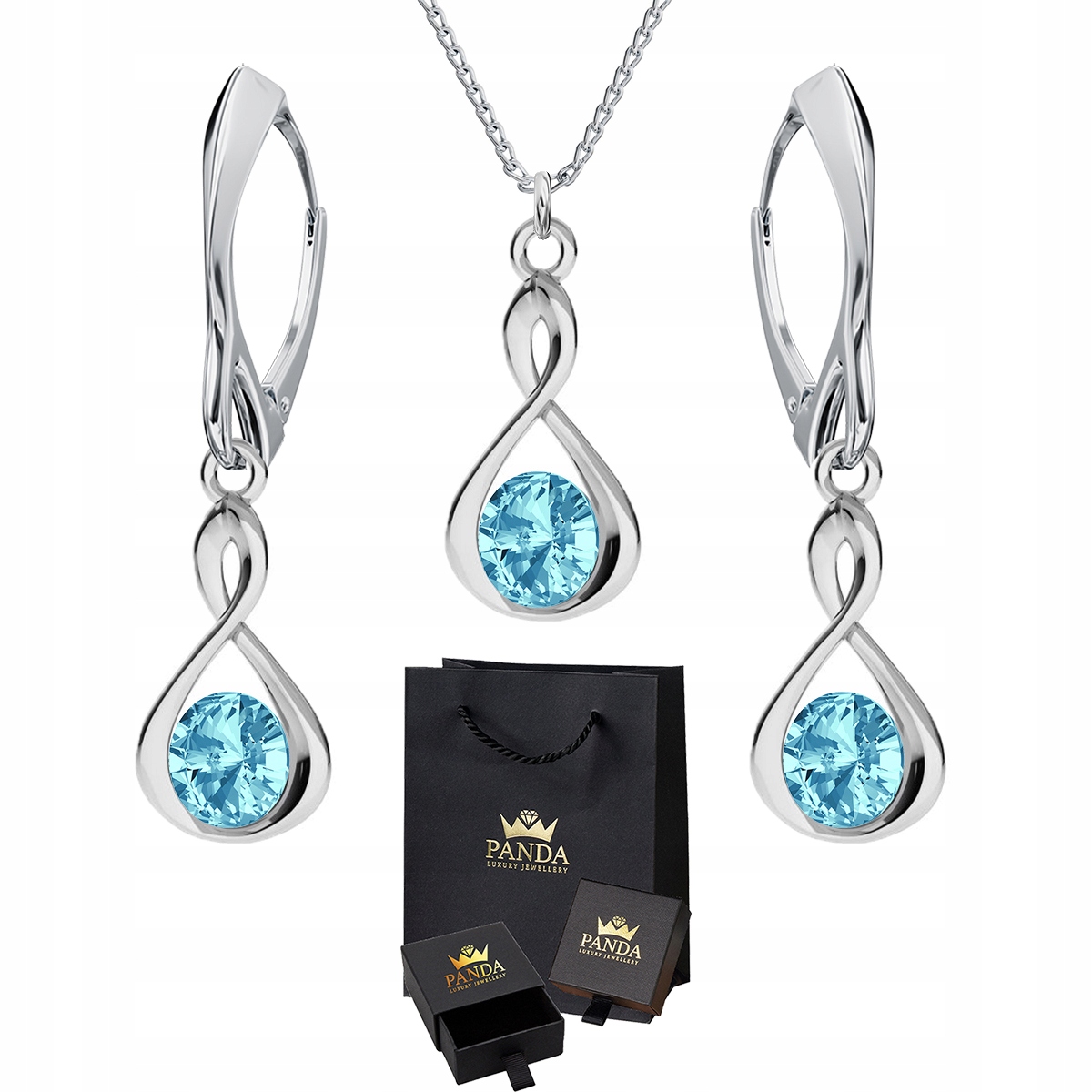 

Komplet Biżuterii Infinity Swarovski Srebro 925