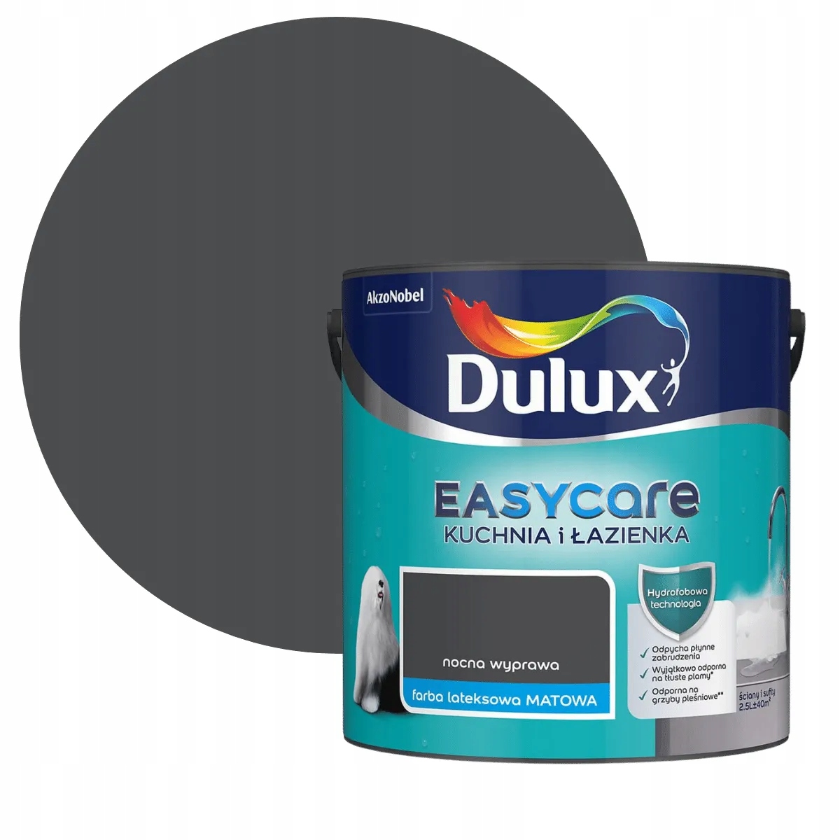 Dulux Easy Kuchnia Łazienka Nocna wyprawa 2,5L Mat Farba Do Ścian I Sufitów