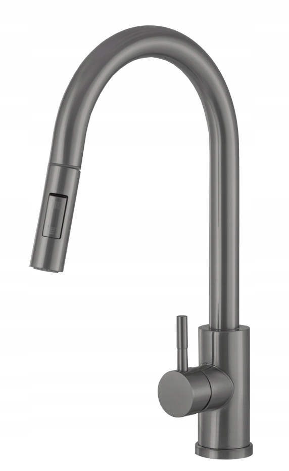 Kuchynský Kohútik S Výsuvným Výtokom Gun Grey Metalíza Batéria Oceľ Snake Slim