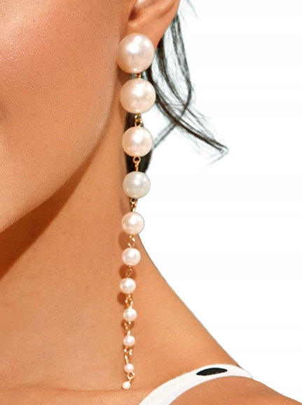 

długie kolczyki z perłami perły wiszące