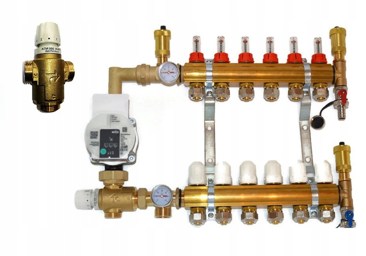 Rozdělovač 9 s čerpací skupinou Wilo pro podlahovku A