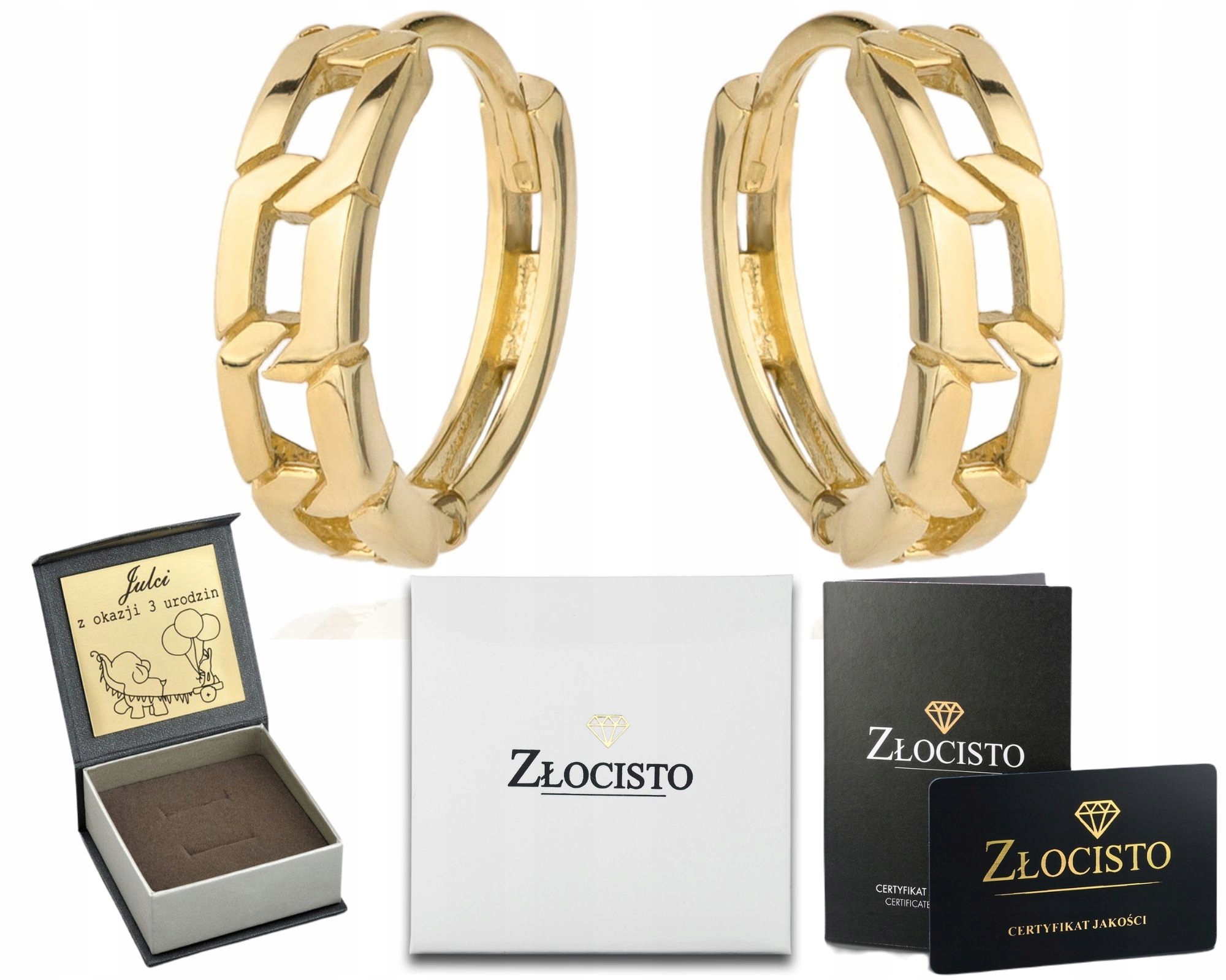 Zlaté Kruhové Náušnice Pletené 585 Gravírování