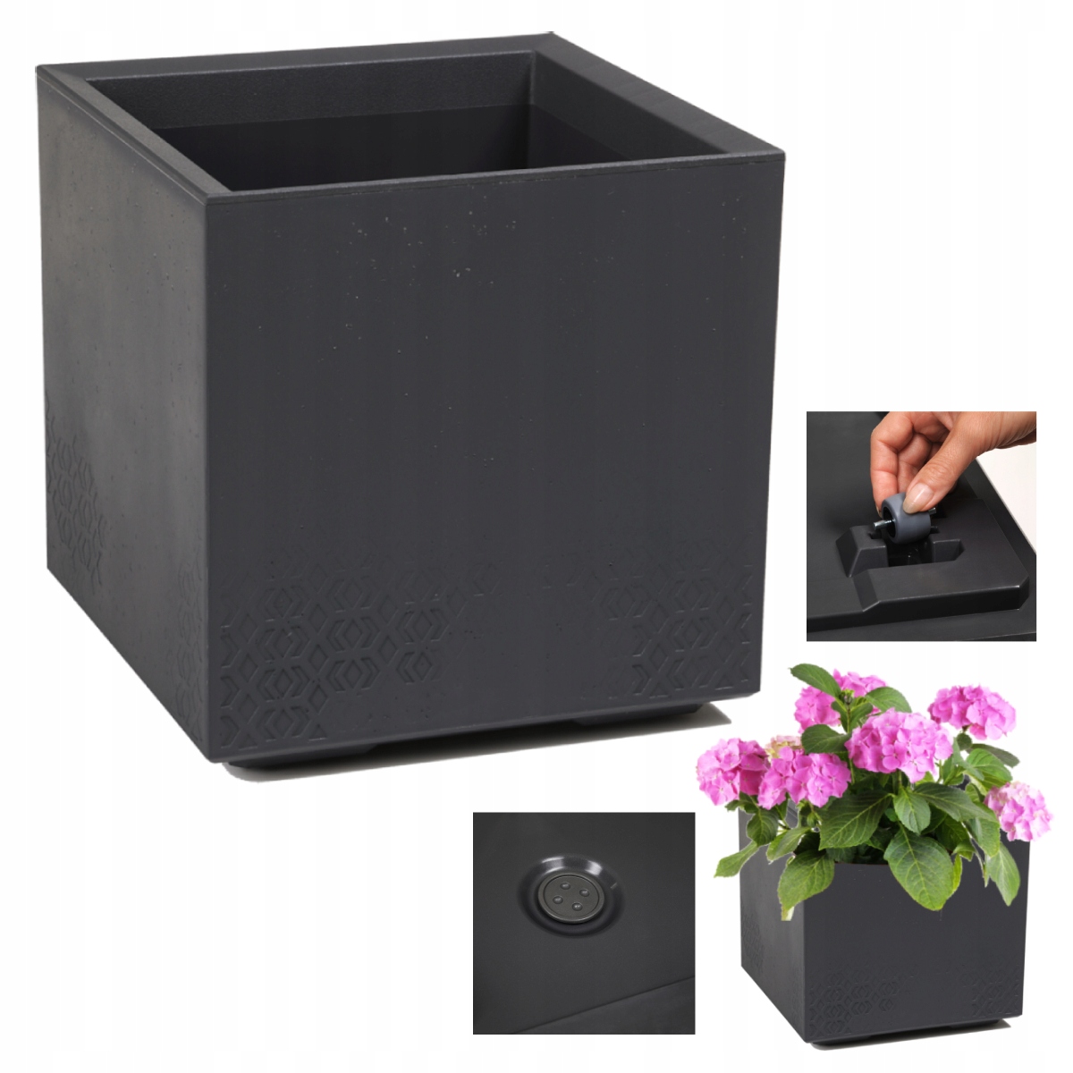 Doniczka na kółkach Karo Eco Recycl 40x40 Antracyt