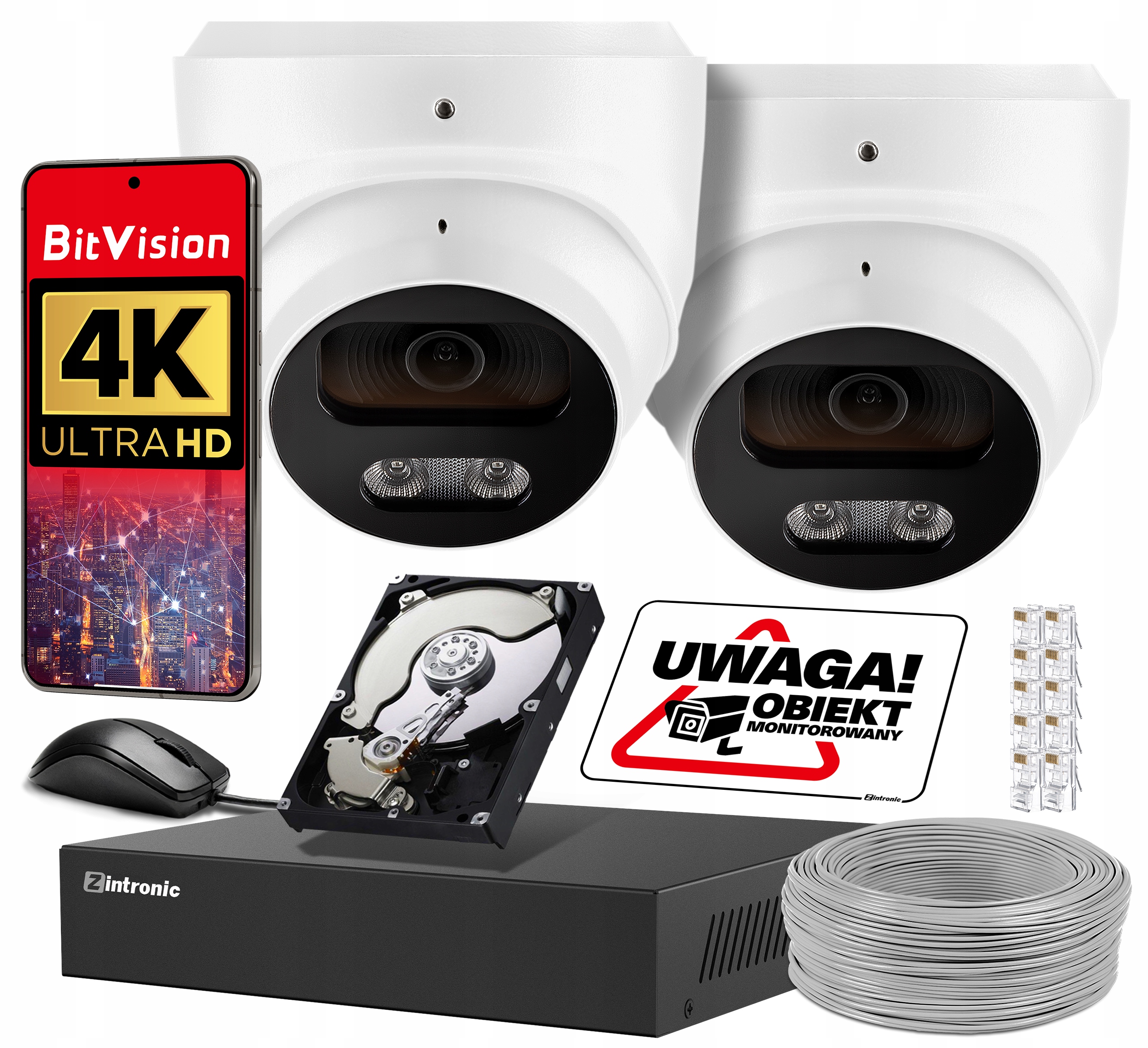 Sada Pro Monitorování Domu 8Mpx Ip Poe 2 Venkovní Kamery Detekce Zvuku
