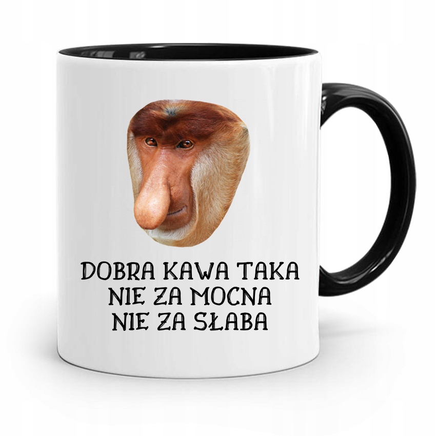 

Kubek Czarny Nosacz Janusz Dobra Kawa Taka
