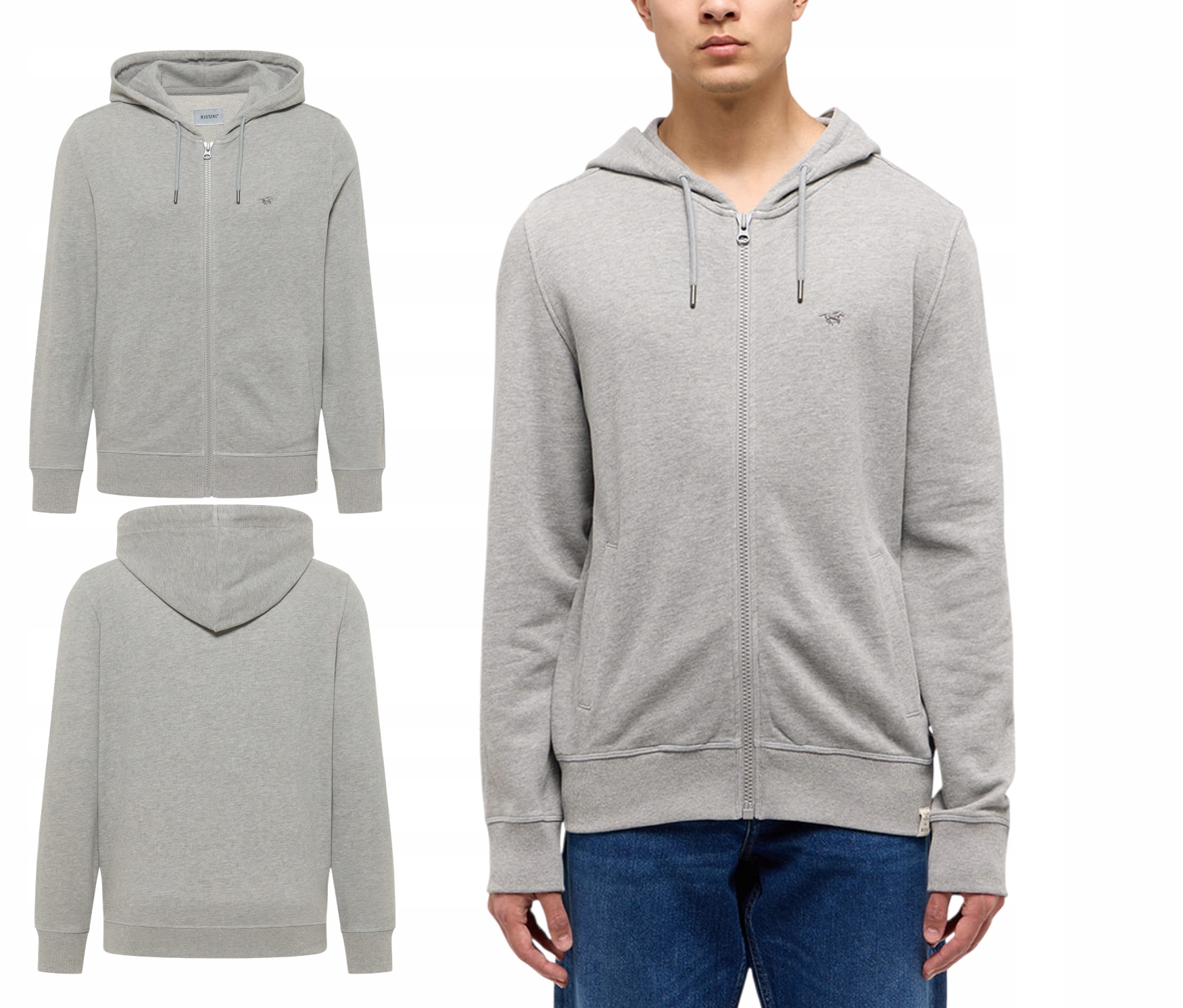 pánská mikina s kapucí rozepínací šedá s viskózou Mustang Brighton vel. XL