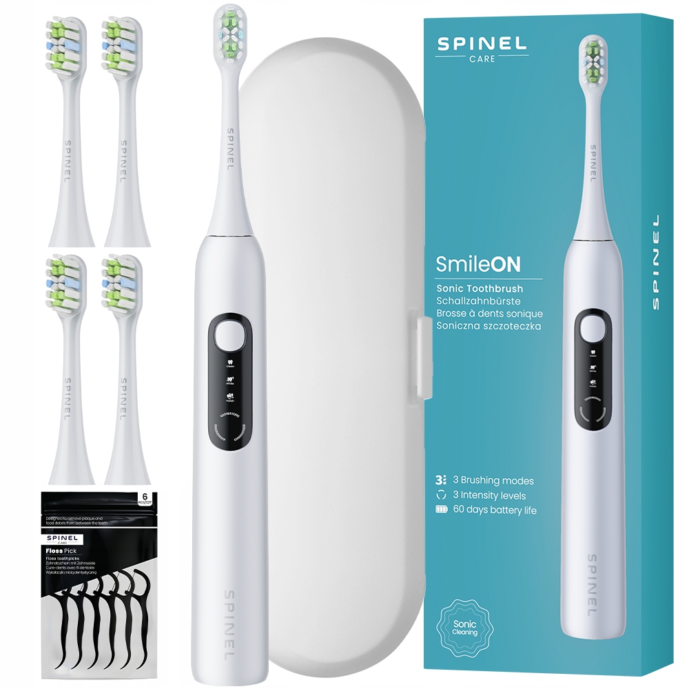 Szczoteczka soniczna Spinel Care SmileOn biała 3 tryby etui zestaw