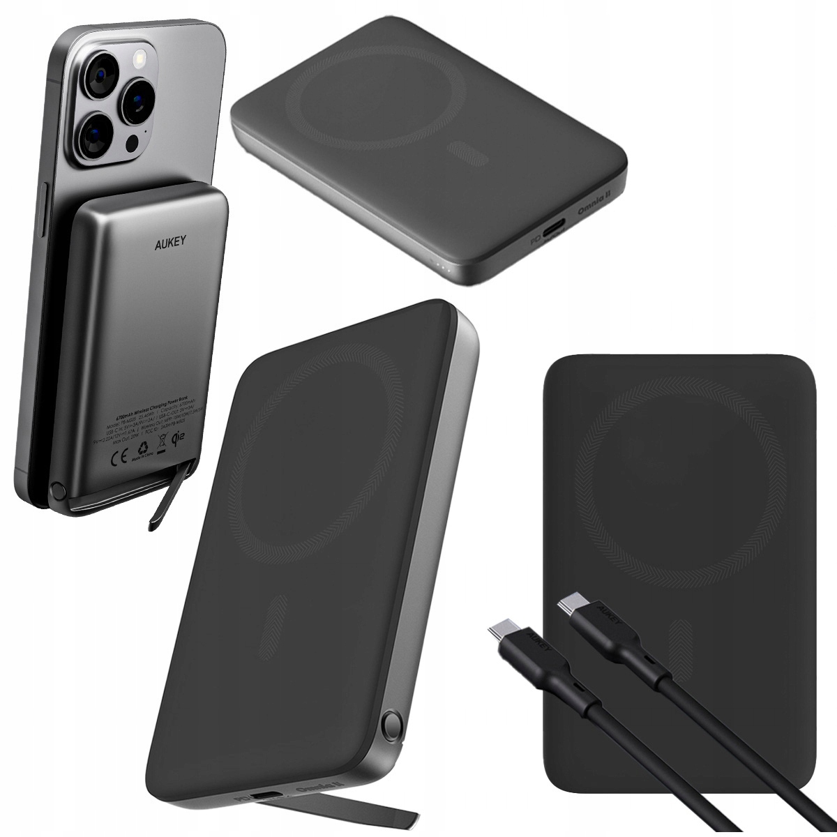 Powerbanka 6700mAh Aukey PB-MS05 MagSafe Usb-c Qi2 Bezdrátová 20W