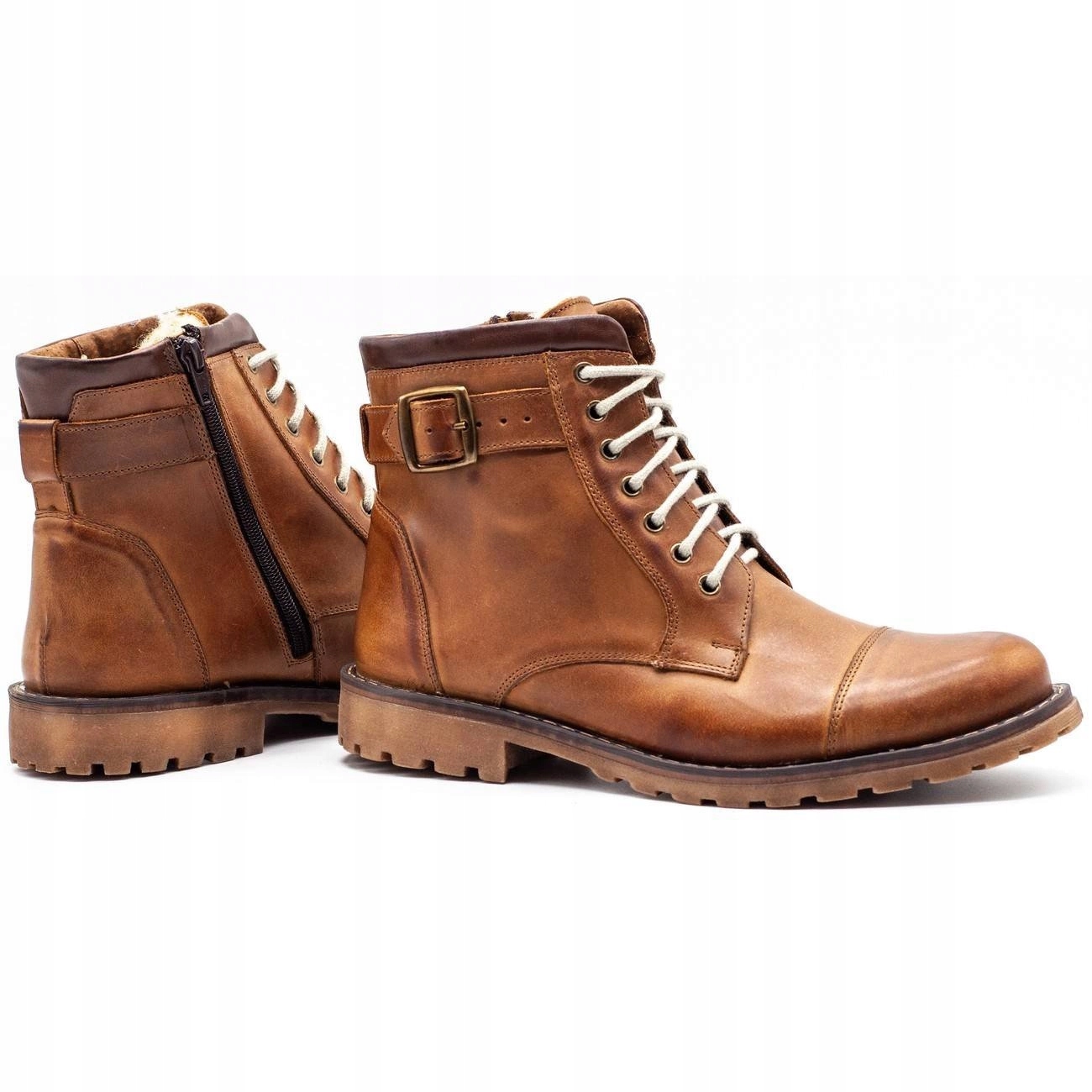 Buty męskie trzewiki skórzane ocieplane zimowe POLSKIE 910MP rude 46 Płeć mężczyzna