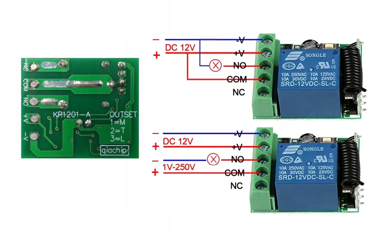 543 Przekaźnik 12V + odbiornik + 2x pilot 433MHz Model inny