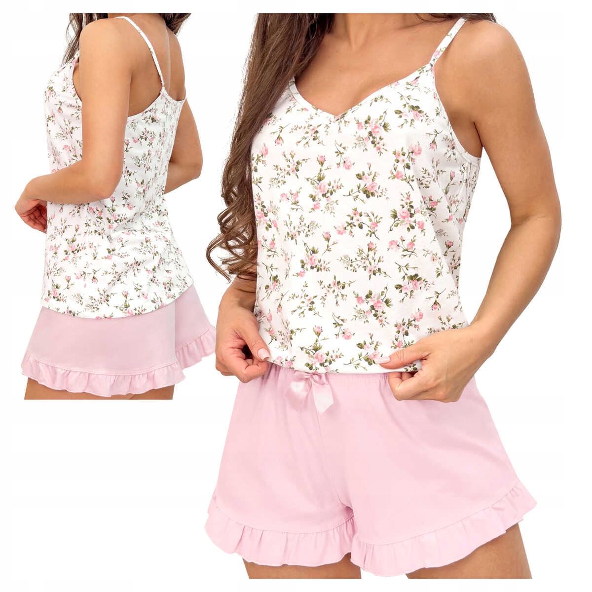 Donna Dámské bavlněné pyžamo s ramínky Emilia top pudrová růžová 2XL