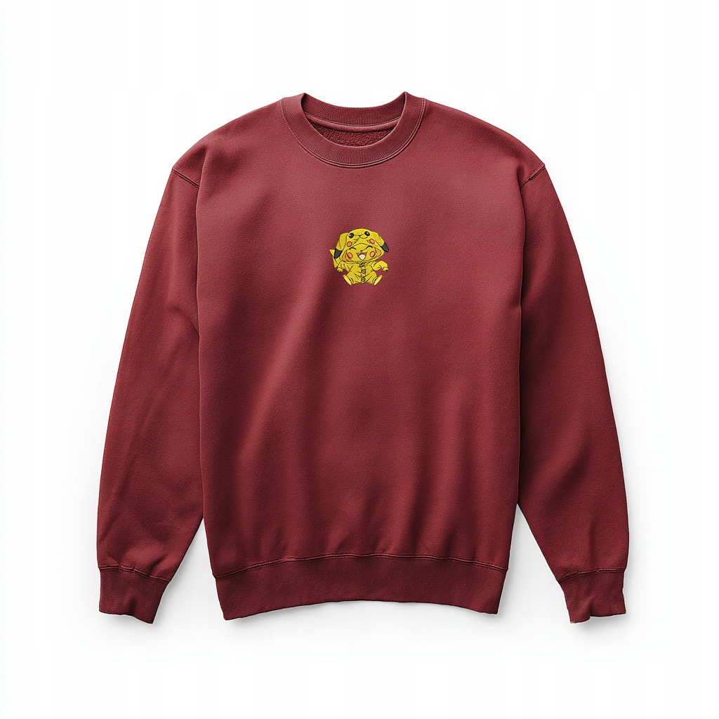 Mikina bordó s výšivkou Pikachu roztomilý anime styl pro fanoušky Pokémonů S