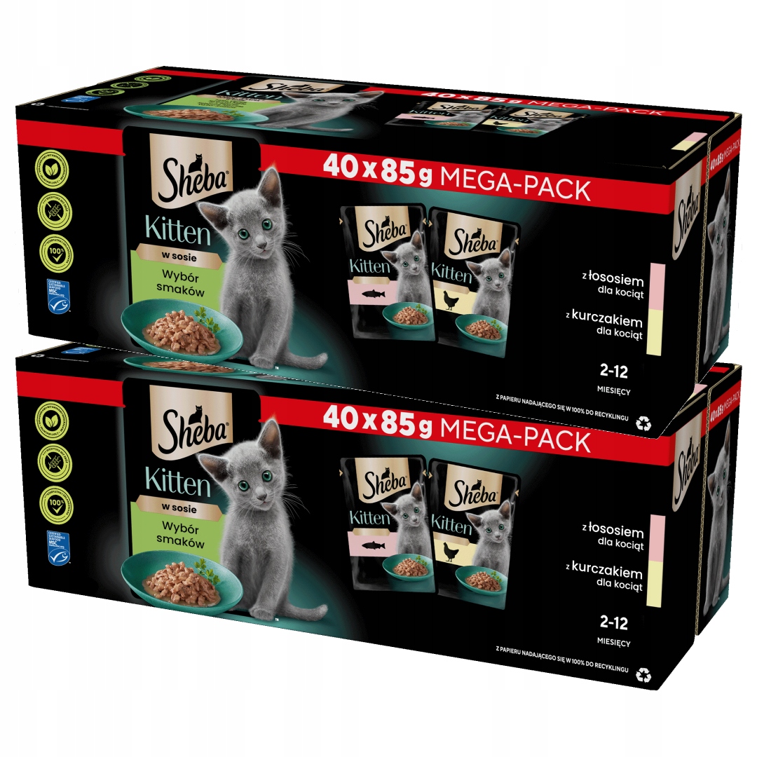 Sheba Kitten Wybór Smaków 80x85g Mokra Karma Dla Kociąt Drób Ryba W Sosie
