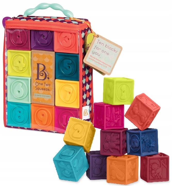 

B.toys Klocki Miękkie dla niemowląt 10szt 6m mint
