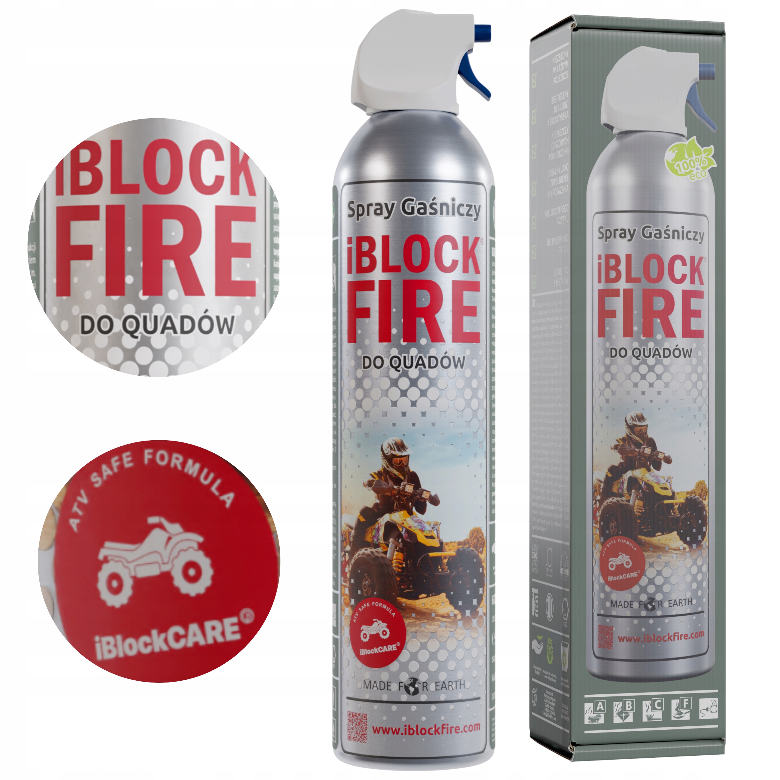 Gaśnica Abcf+e Do Quadów 0,6L. Zasięg 6M. 100%BIO Spray Gaśniczy iBlockFIRE