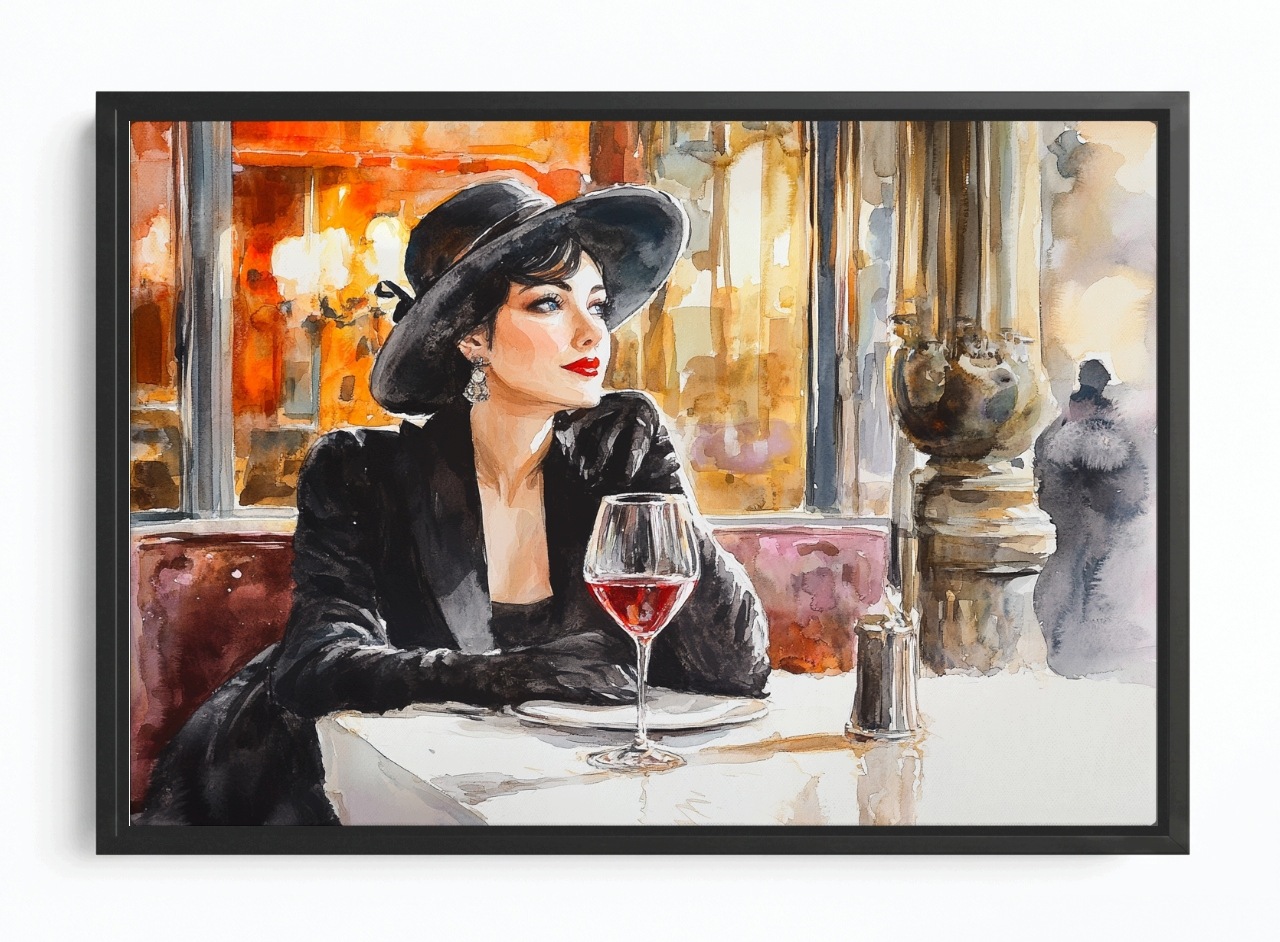 Obraz Rám Americká Krabička Žena Dama Restaurace Víno Večeře 120x80
