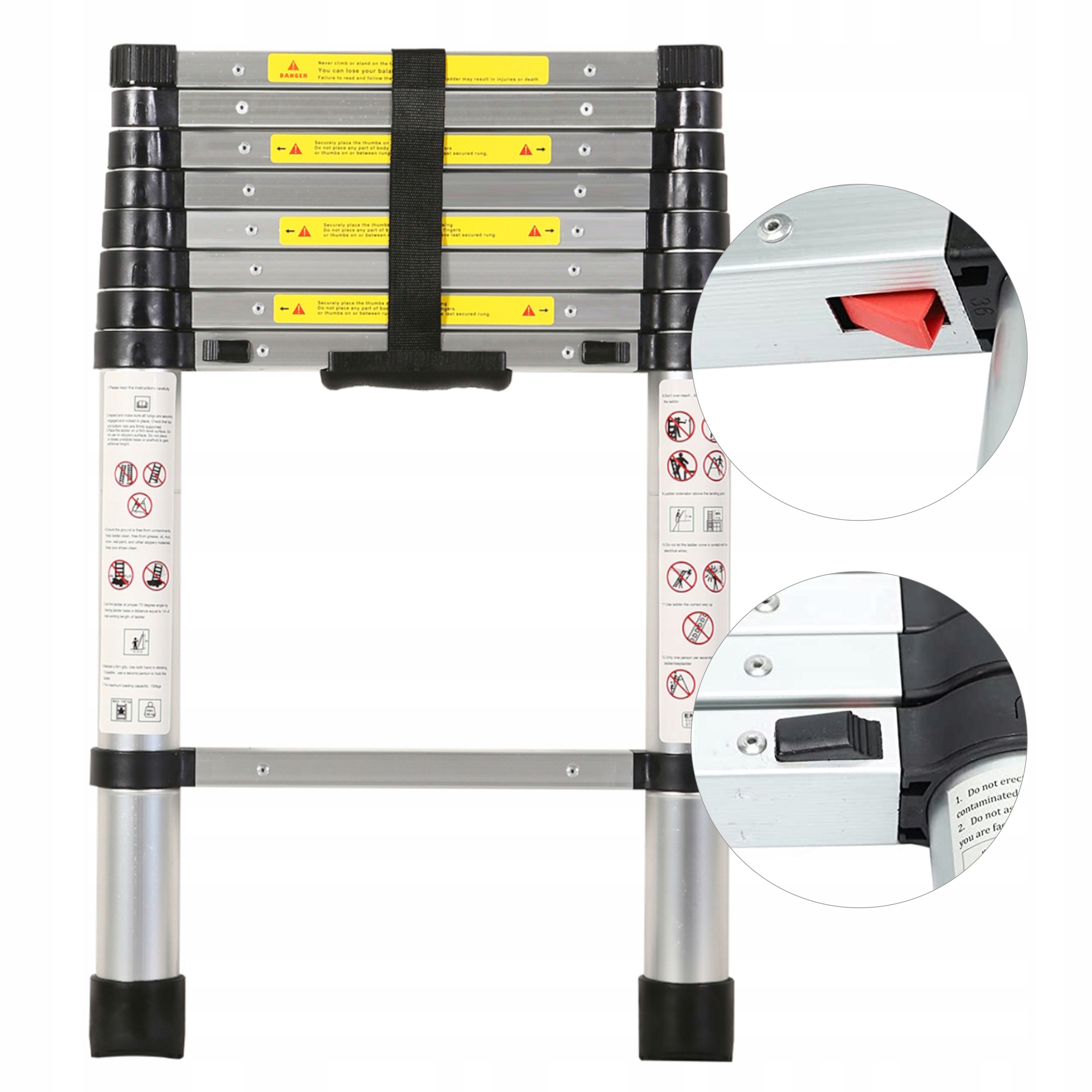 Teleskopický Rebrík 2,9 M, Skladací, Hliníkový, Výsuvný, Nosnosť 150 Kg