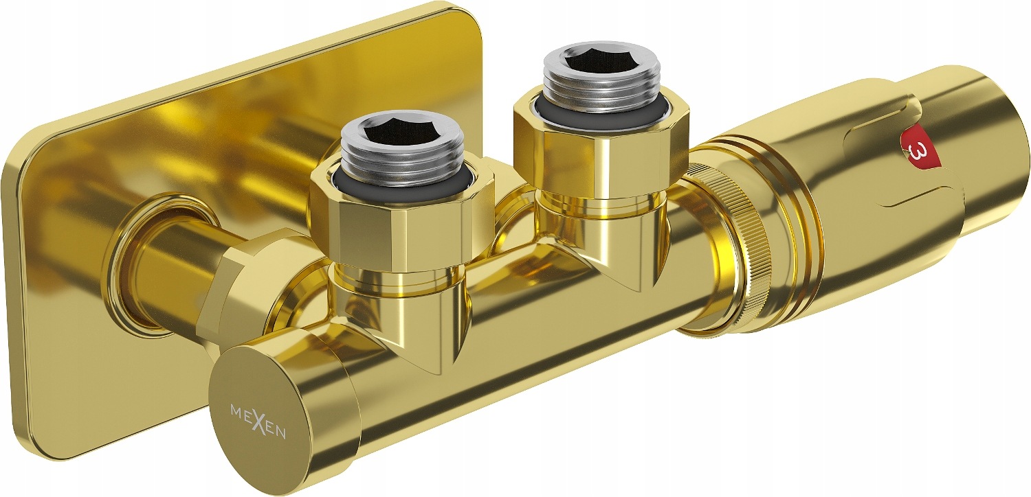 Mexen G00 rohová termostatická sada Duplex DN50, zlatá