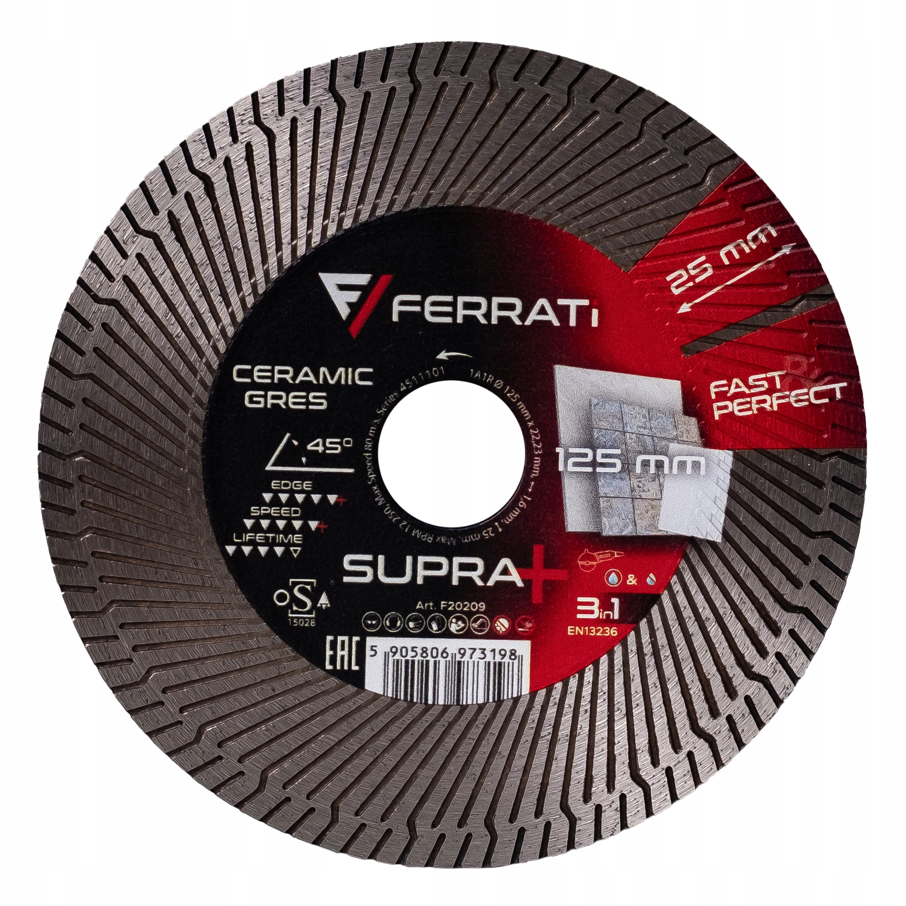 Supra+ FERRATi 125 Tarcza Do Cięcia I Ukosowania Gresu 125mm Precyzja
