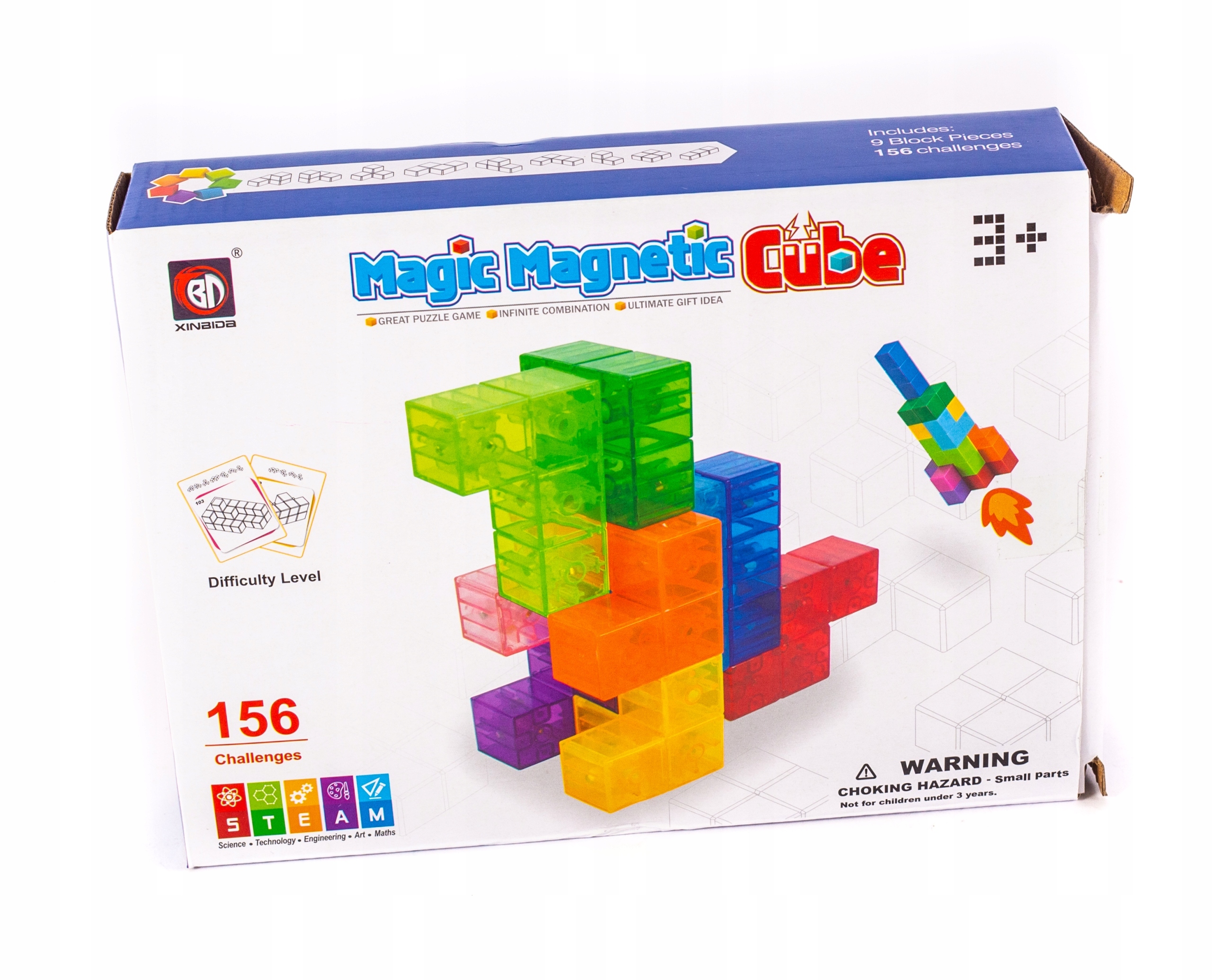 KLOCKI MAGNETYCZNE 3D KOLOROWE PUZZLE PRZESTRZENNE Materiał plastik