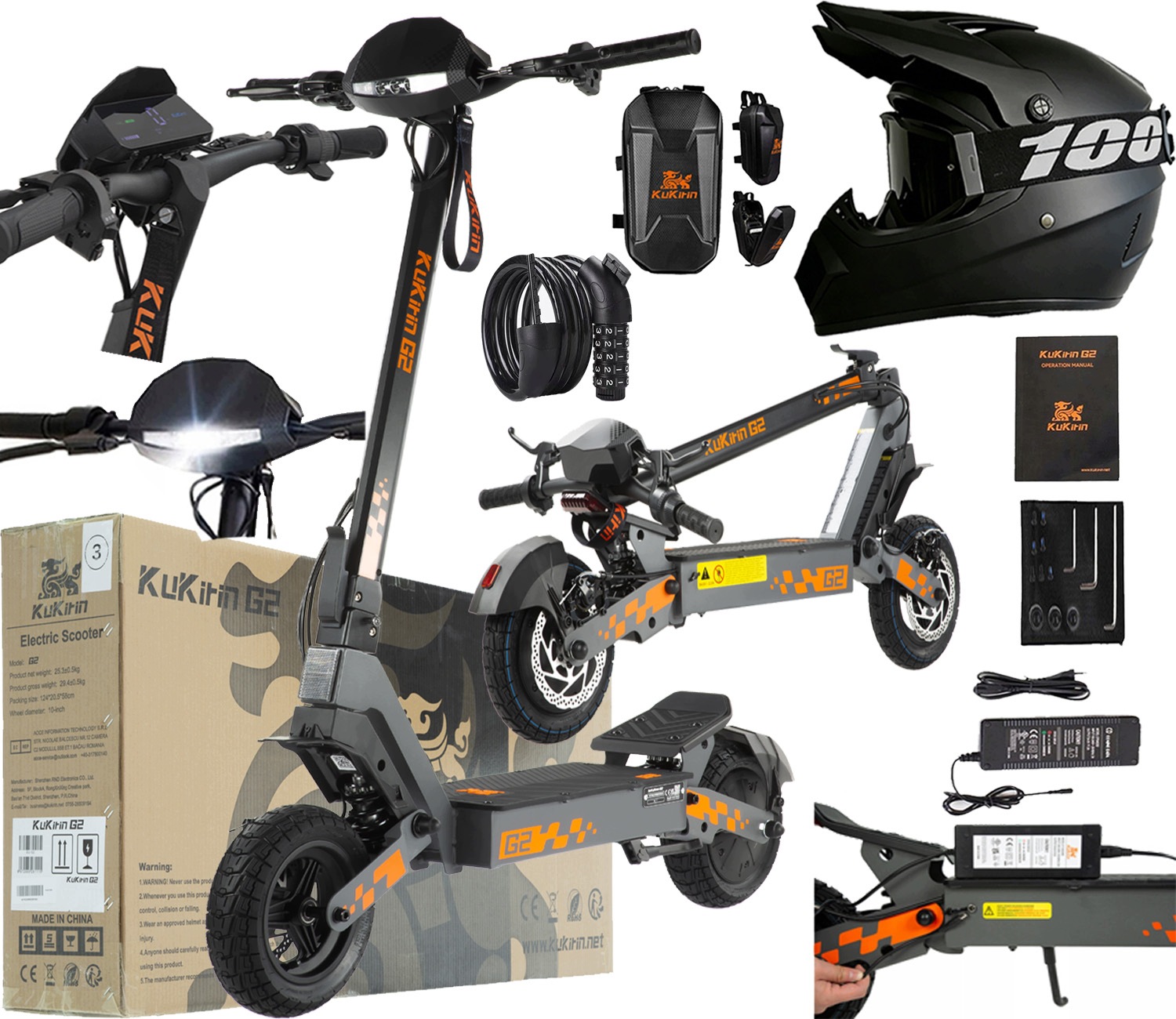 Kukirin G2 Składany Pojazd Elektryczne 800W 48V 15AH 45KM/H 55KM +prezent