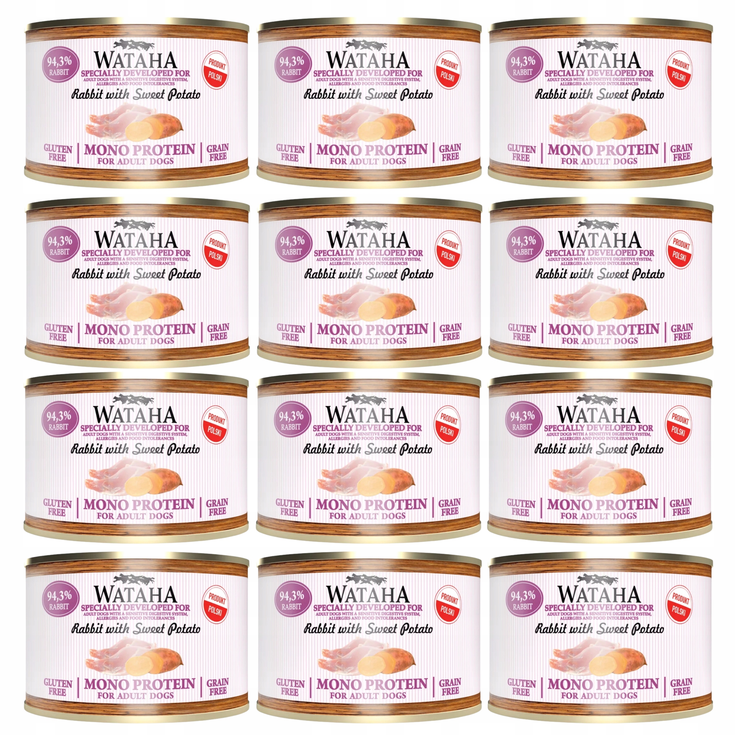 Wataha Mono Protein Adult karma mokra dla psa Królik z Batatami 12 x 185g