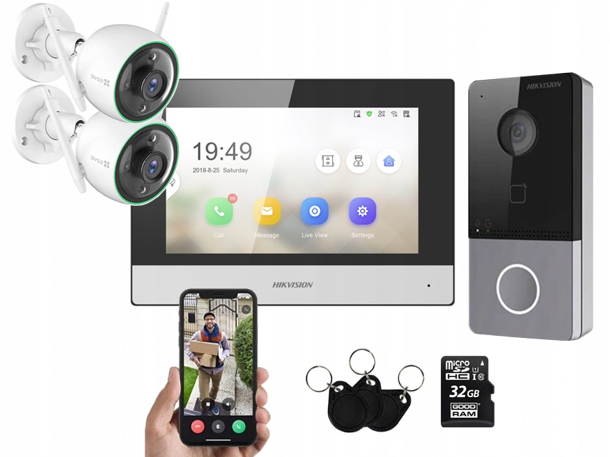 

Wideodomofon Domofon WiFi Hikvision 2x Kamera Ip