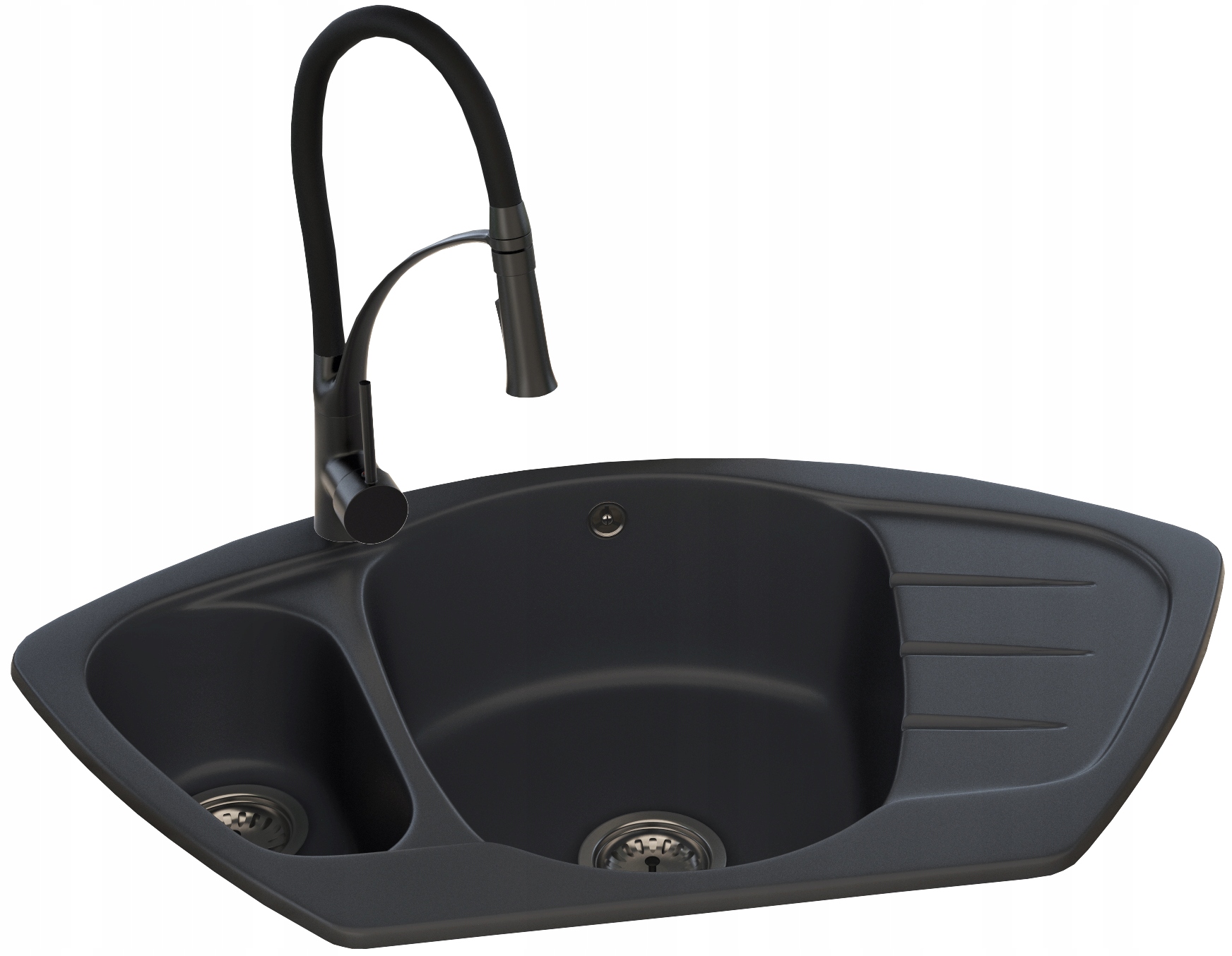 

Compact Zlew Granitowy Bateria Syfon Przyścienny D