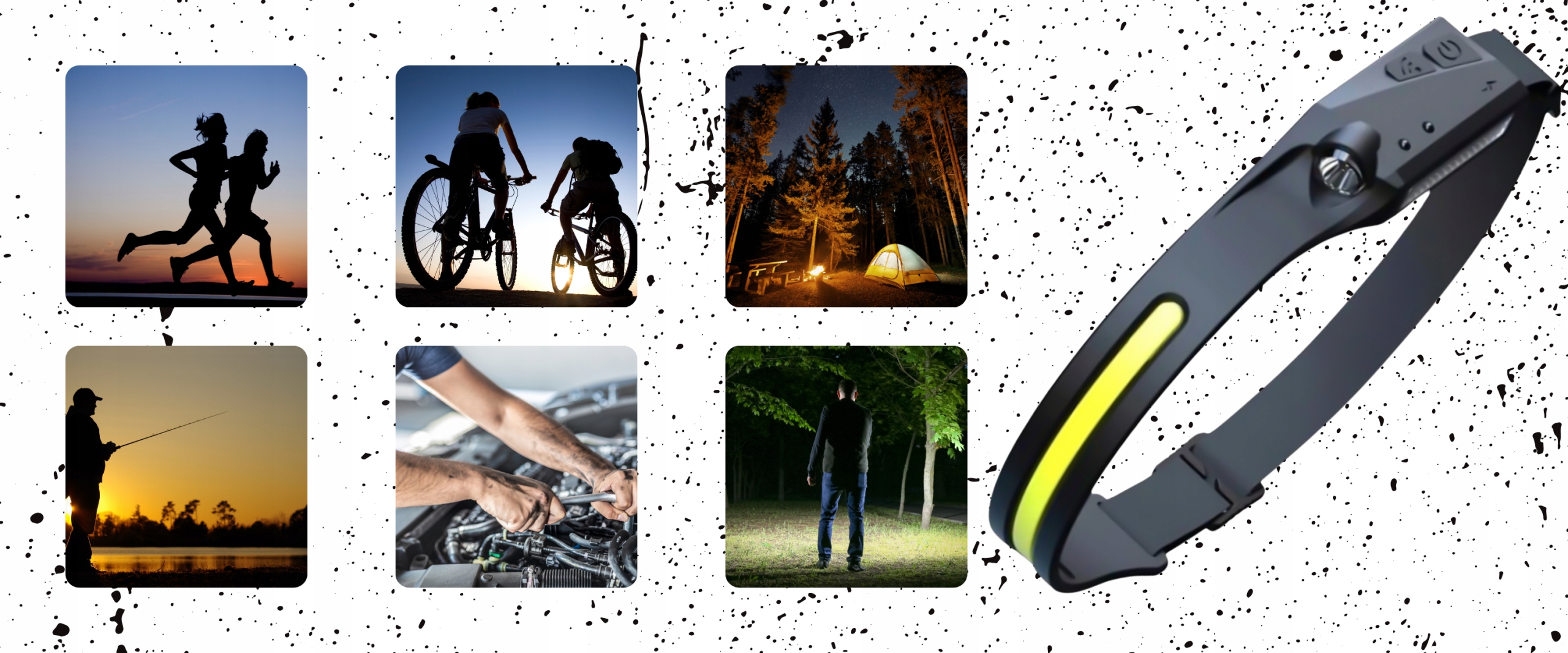 MOCNA LATARKA CZOŁOWA LED REFLEKTOR NA GŁOWĘ COB WODOODPORNA USB AKUMULATOR Źródło światła LED