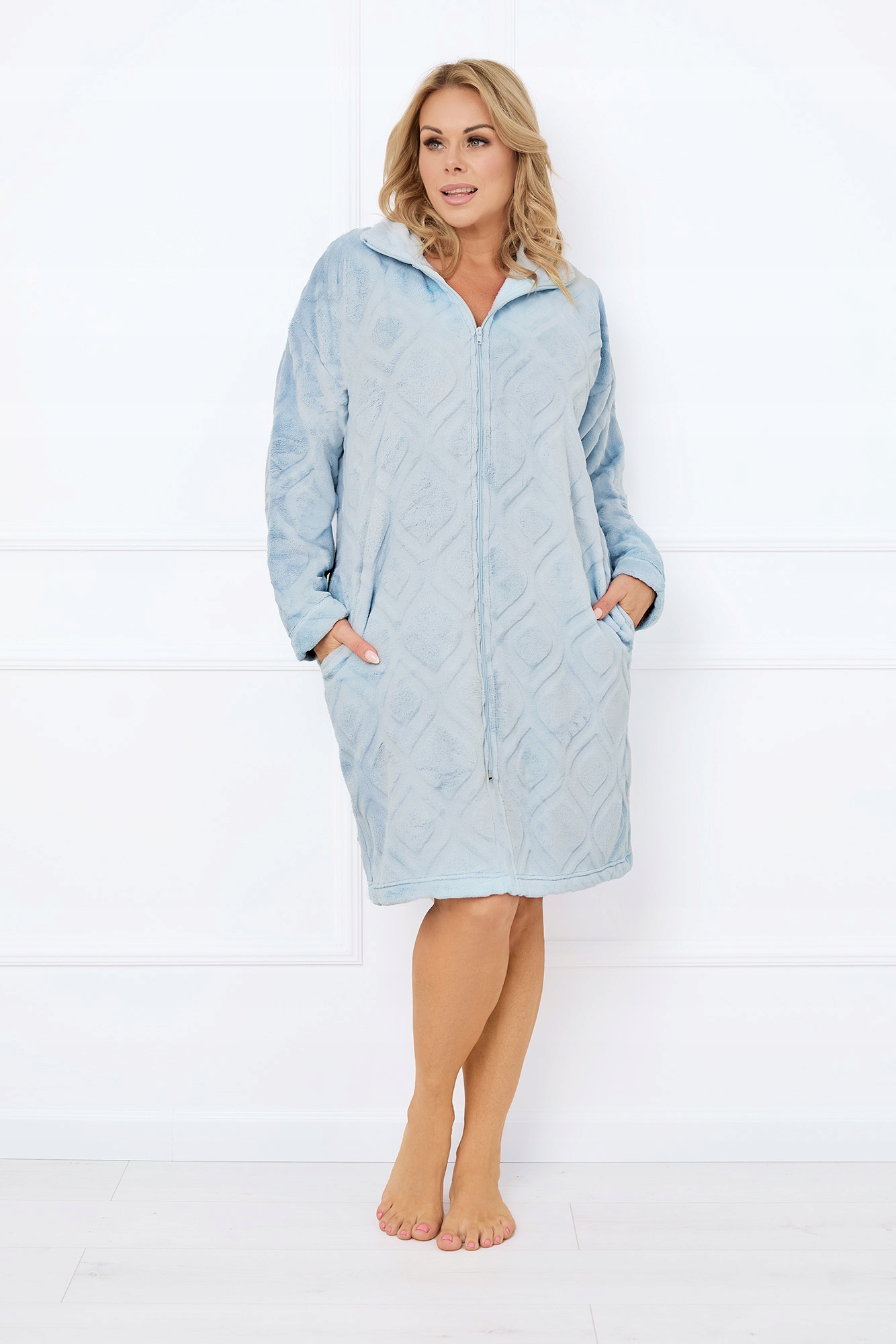 Župan Arena s dlouhým rukávem, modrý, velikost XL Italian Fashion