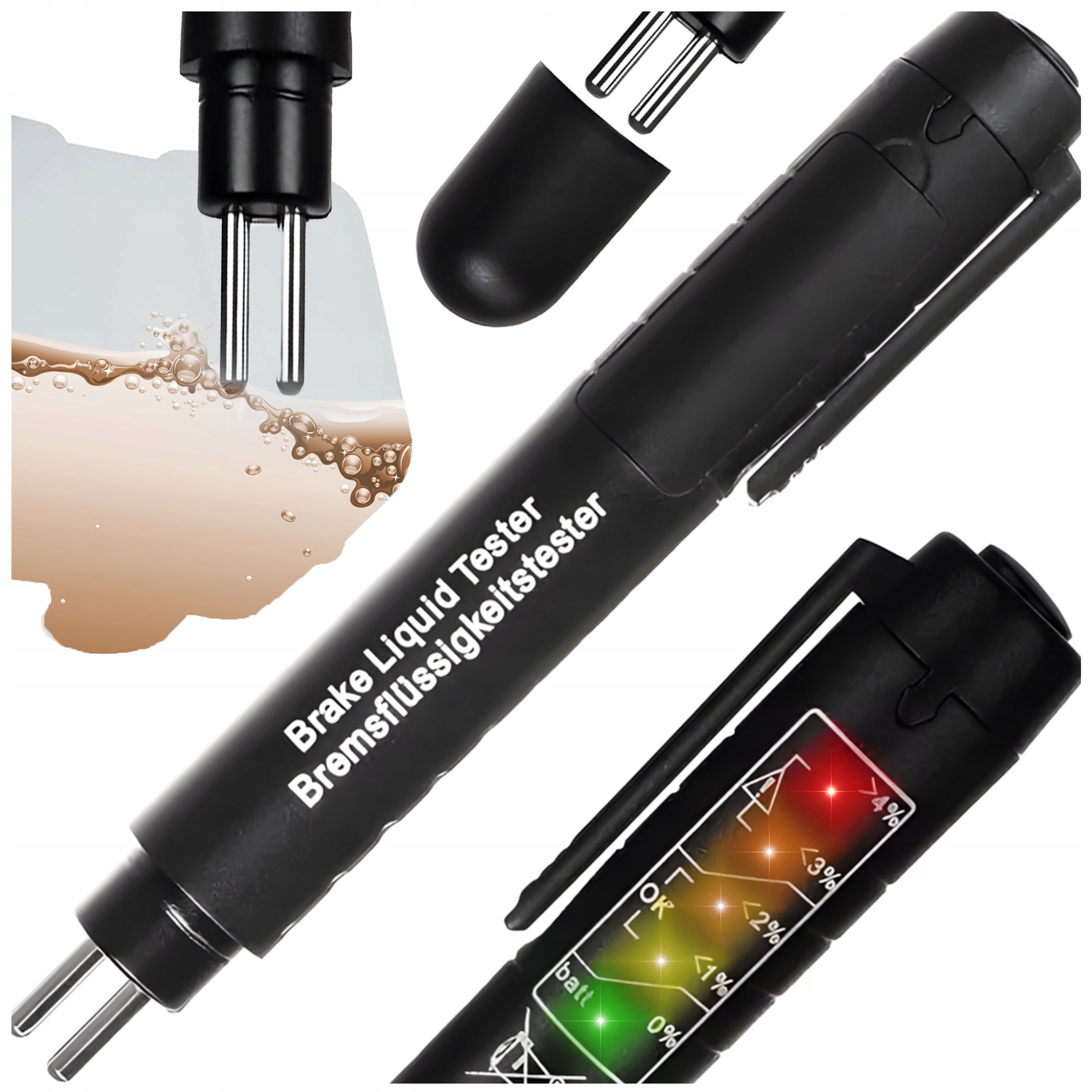 Tester Płynu Hamulcowego Cyfrowy Miernik Dot Led Przenośny Dokładny 5 Diód