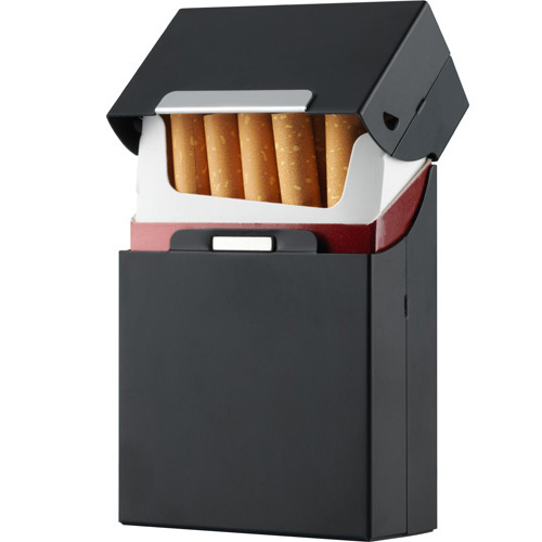 КОРОБКА ДЛЯ СИГАРЕТ МЕТАЛЛИЧЕСКИЙ ПОРТСИГАР АЛЮМИНИЕВЫЙ ЧЕРНЫЙ